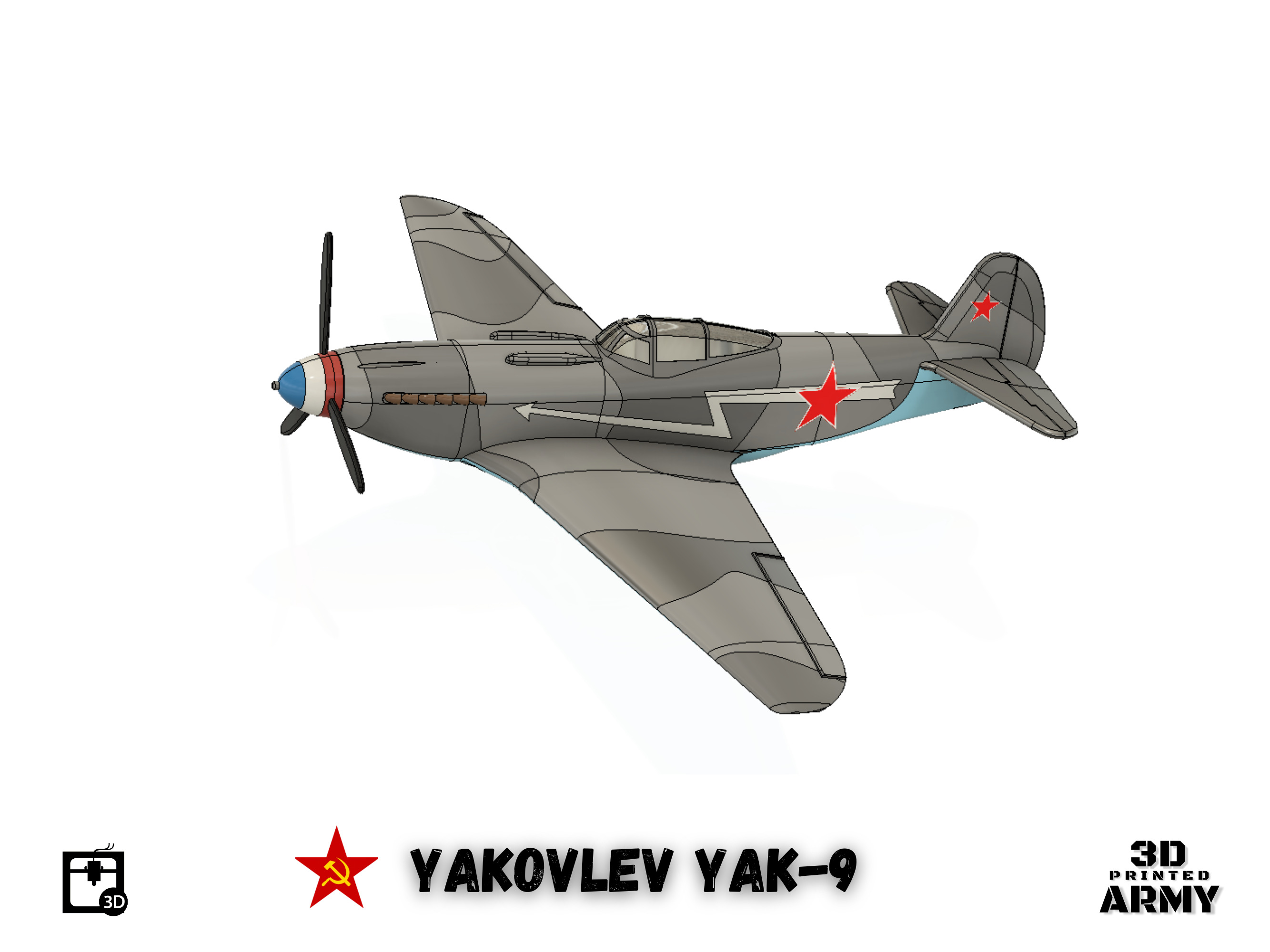 Yakovlev YaK-9 scalemodel - scale 1-44 3D print model_5