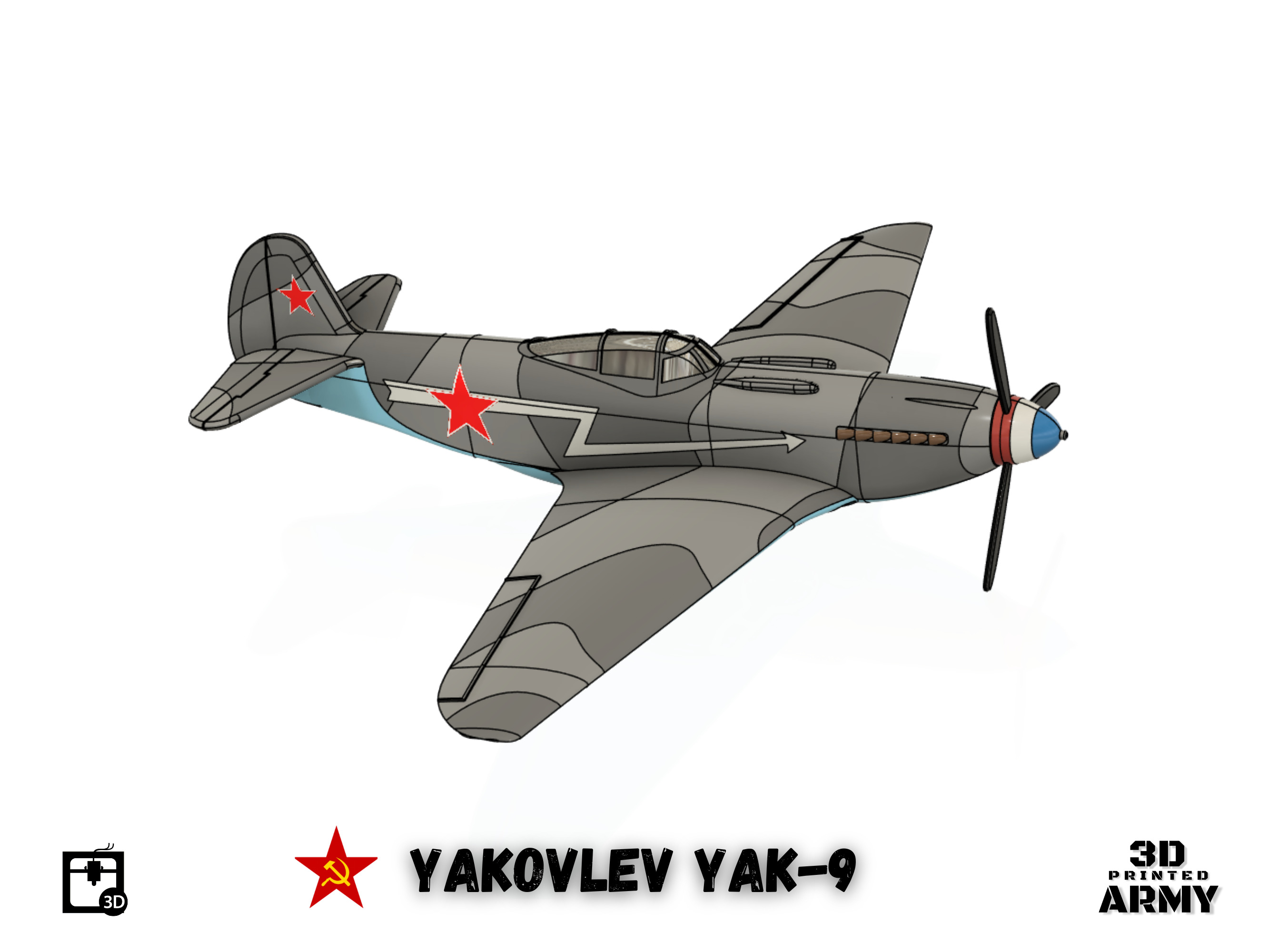 Yakovlev YaK-9 scalemodel - scale 1-44 3D print model_4