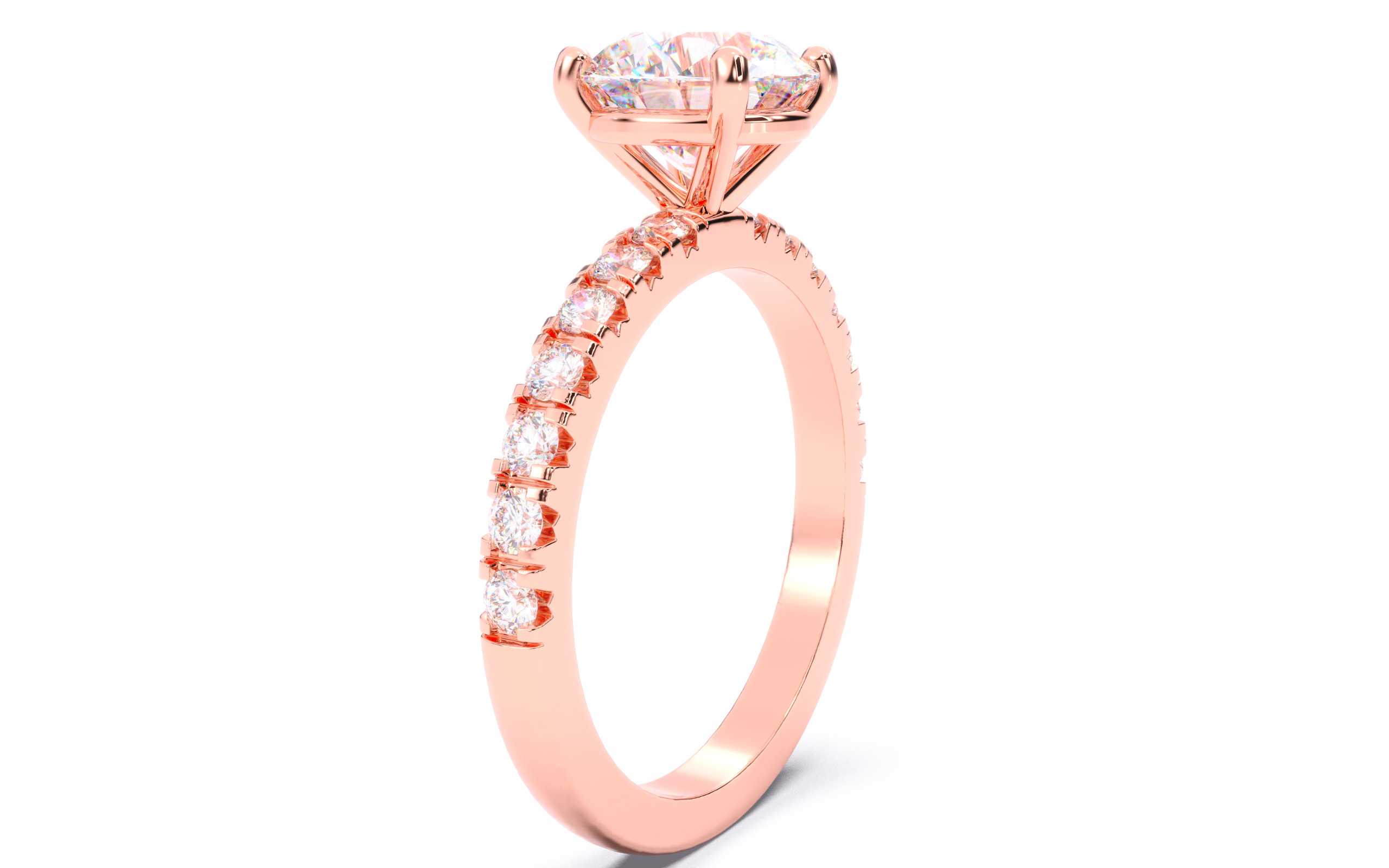 Round Diamond Pave Setting Solitaire Ring  3D print model_17