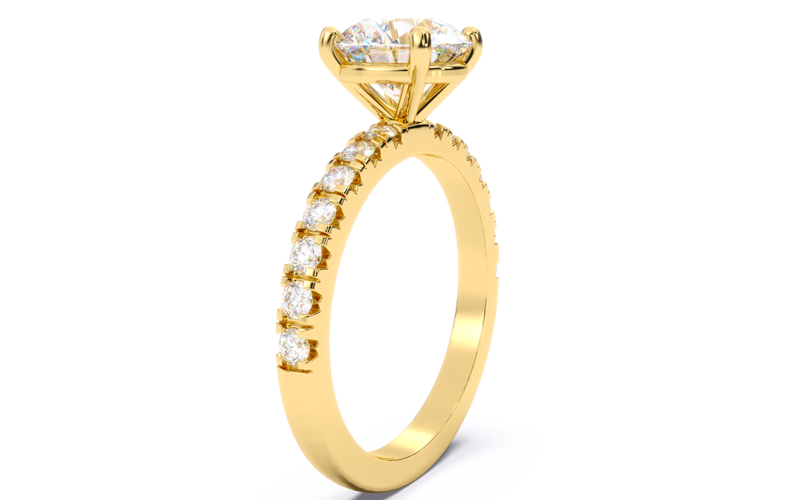 Round Diamond Pave Setting Solitaire Ring  3D print model_20