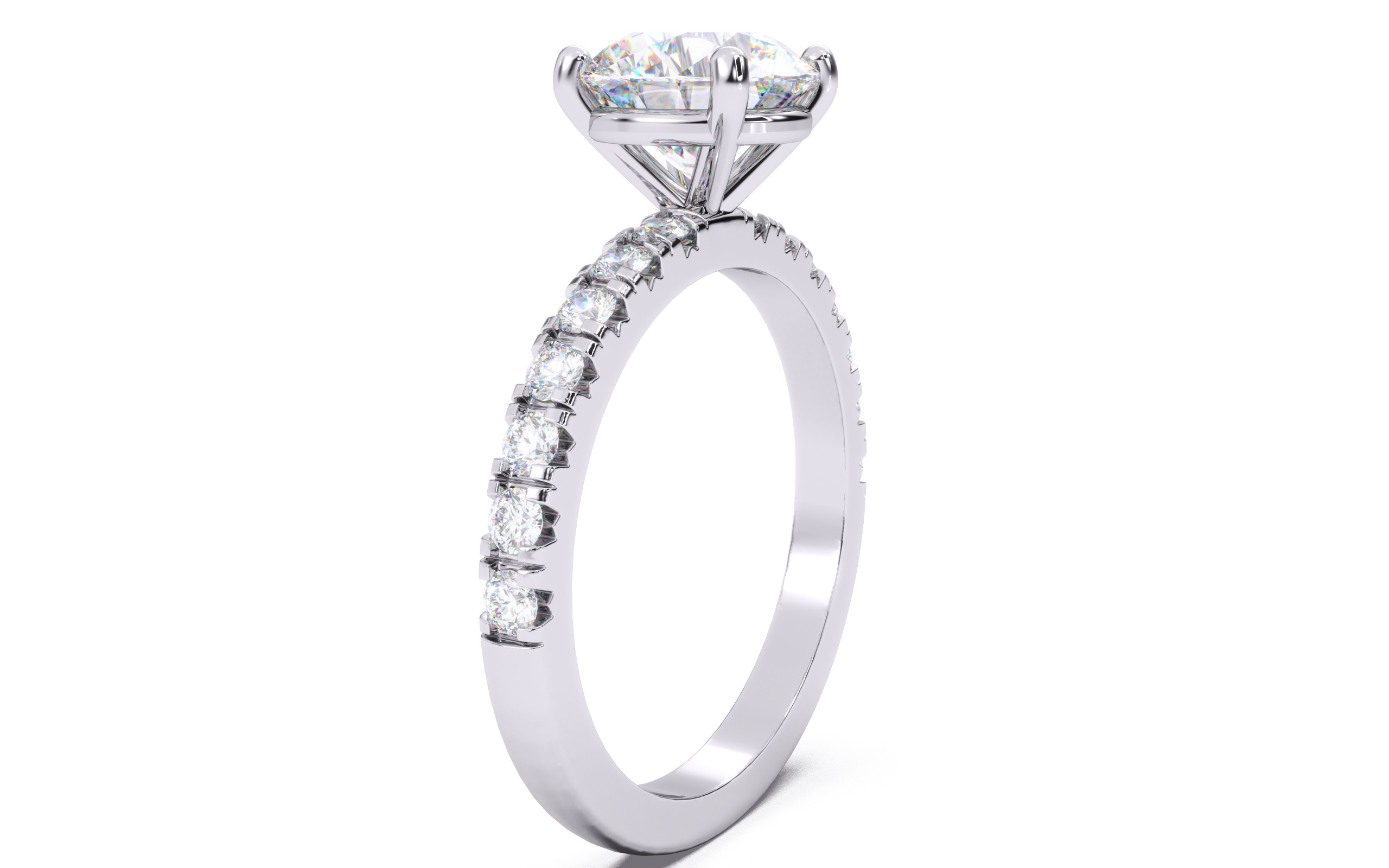 Round Diamond Pave Setting Solitaire Ring  3D print model_13