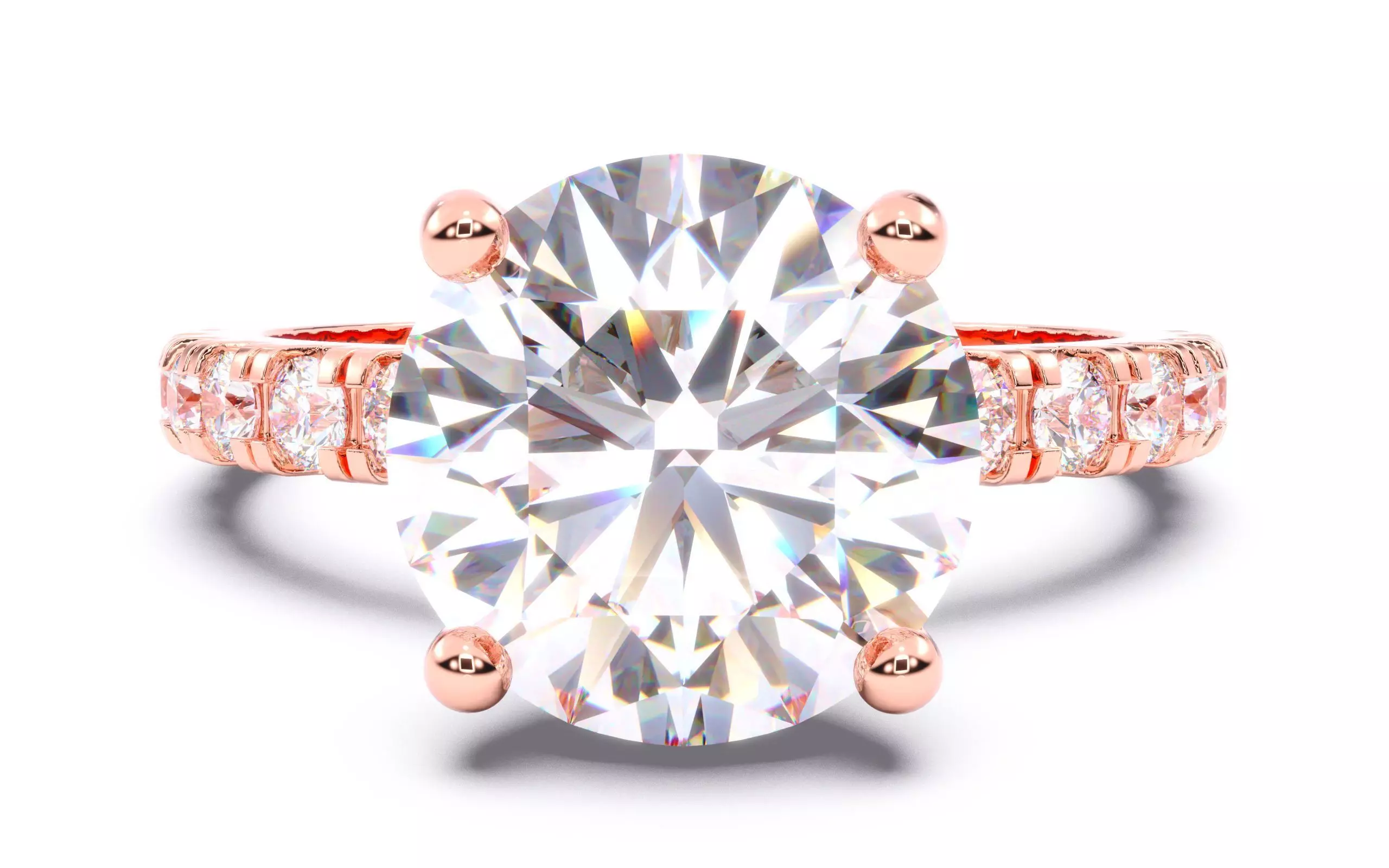 Round Diamond Pave Setting Solitaire Ring  3D print model_0