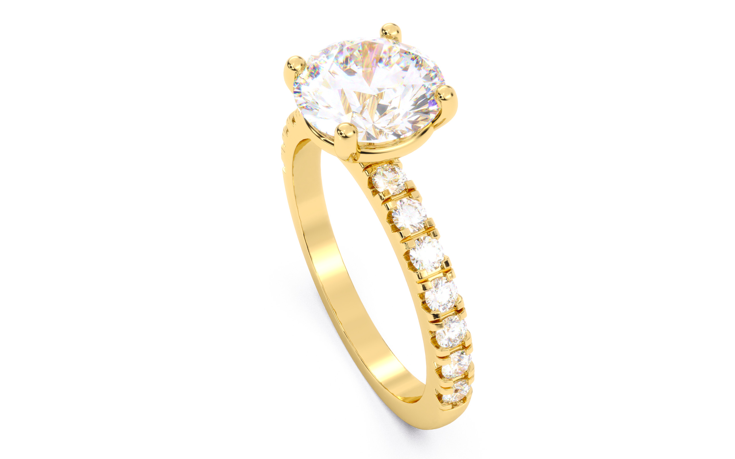 Round Diamond Pave Setting Solitaire Ring  3D print model_21