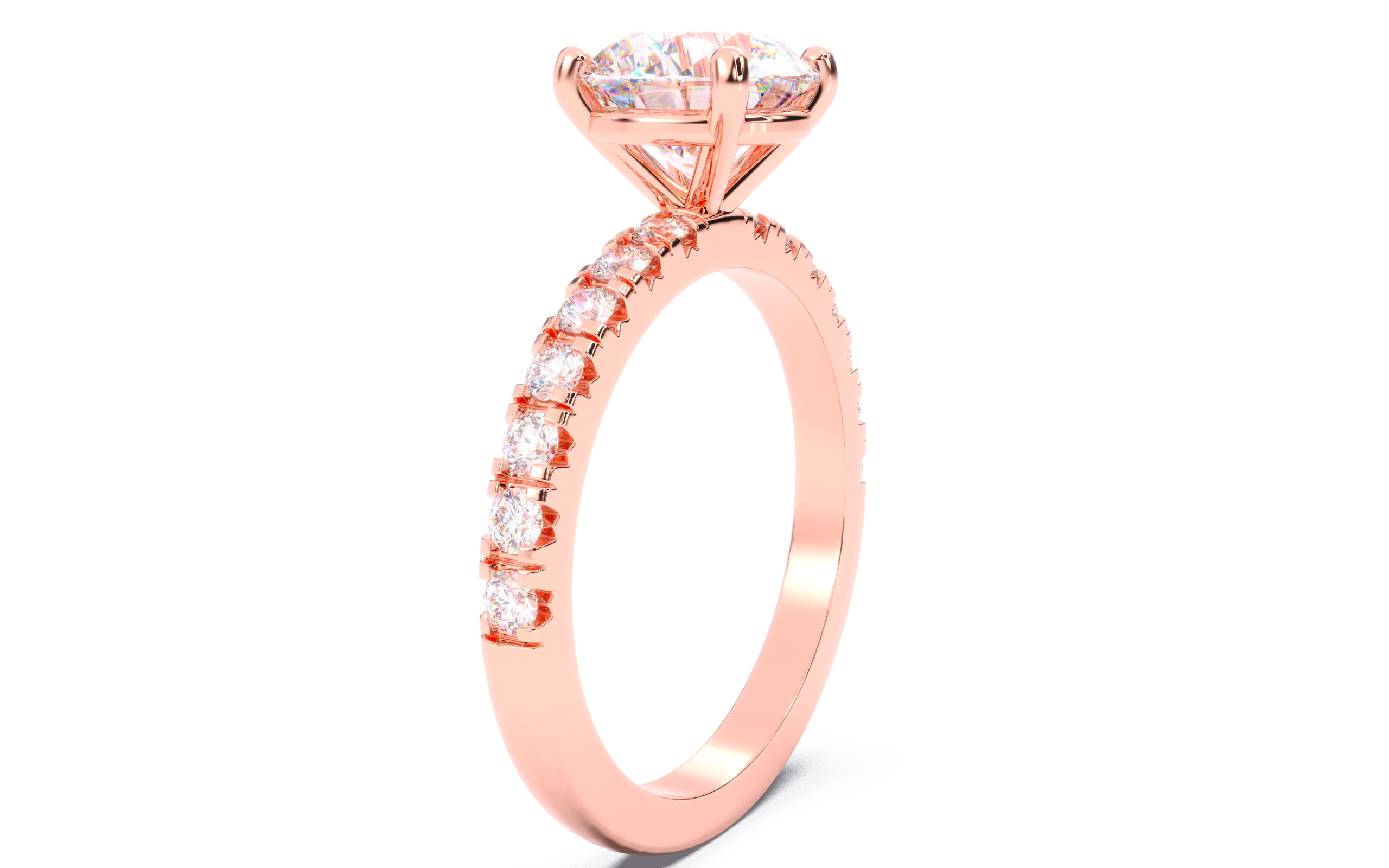 Round Diamond Pave Setting Solitaire Ring  3D print model_2