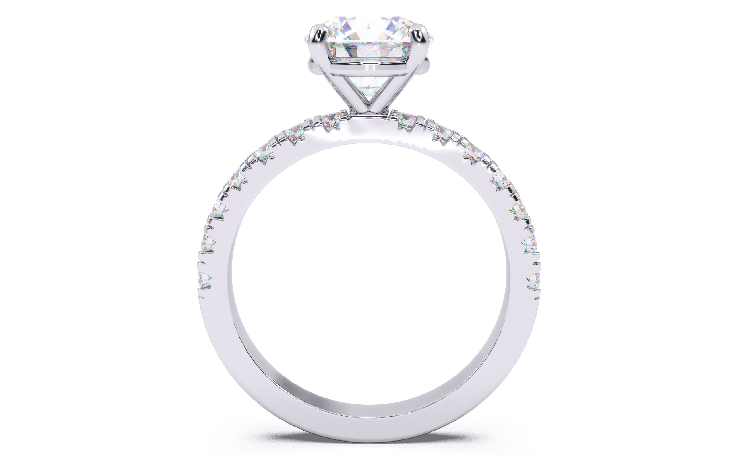 Round Diamond Pave Setting Solitaire Ring  3D print model_7