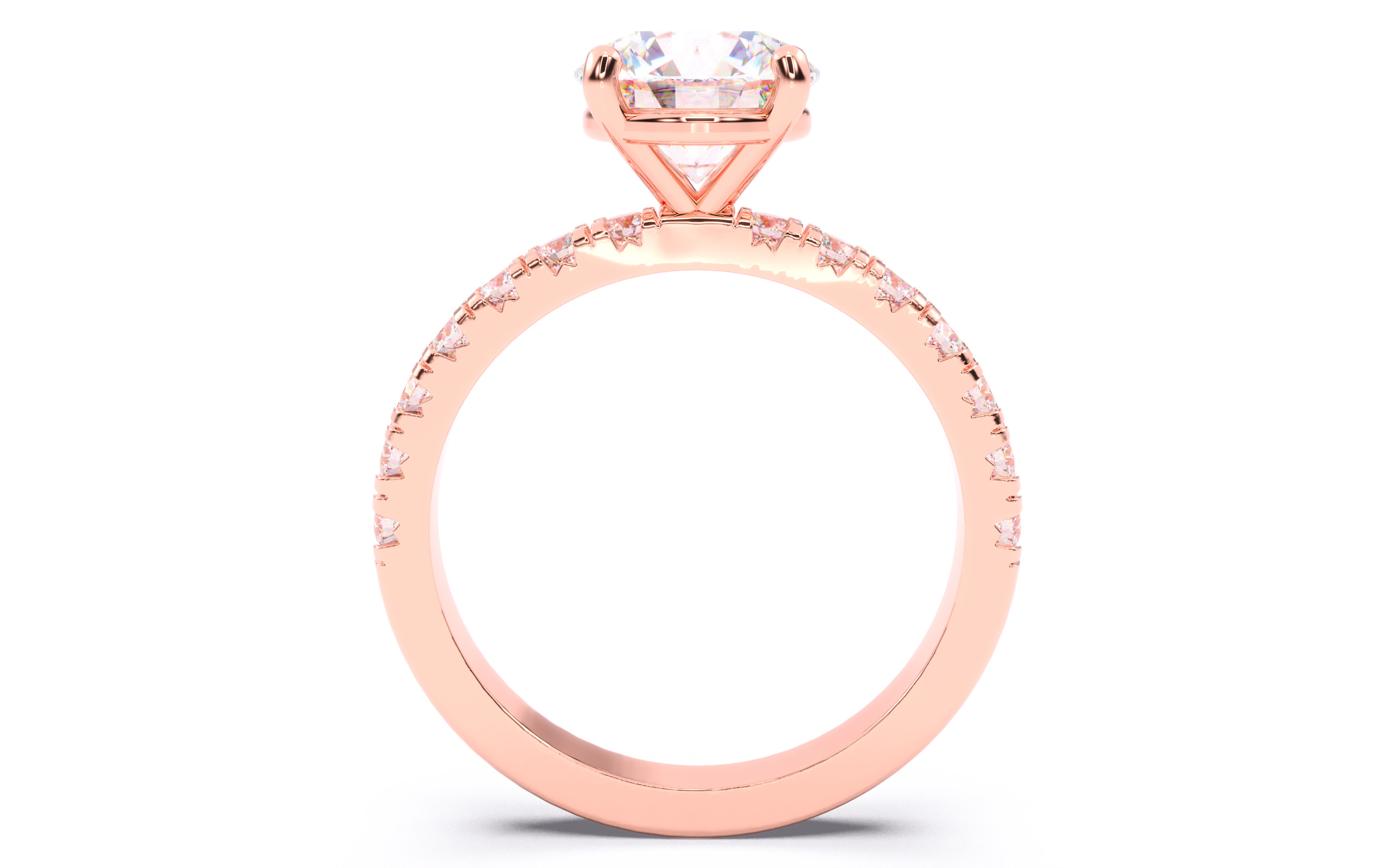 Round Diamond Pave Setting Solitaire Ring  3D print model_6