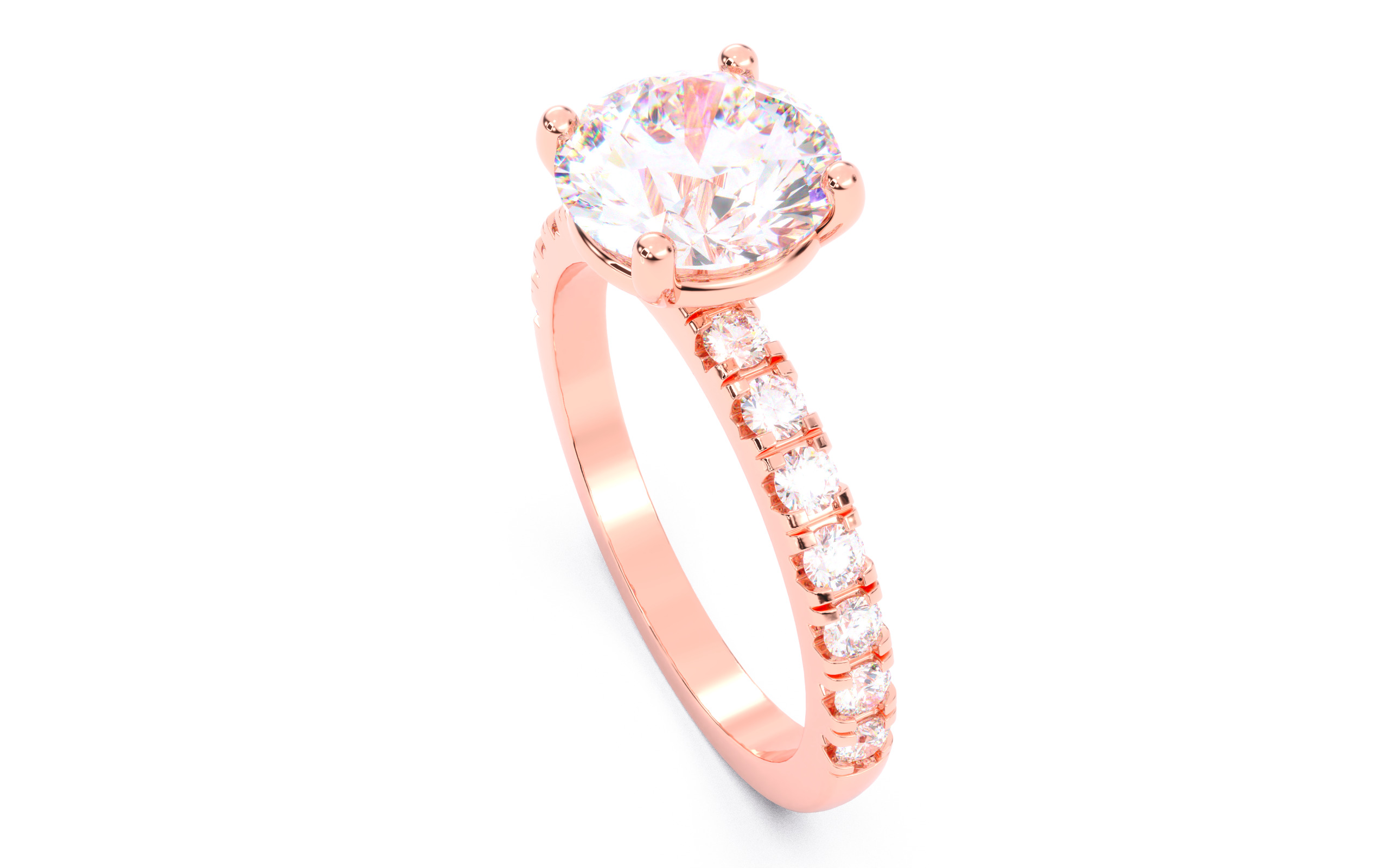 Round Diamond Pave Setting Solitaire Ring  3D print model_3