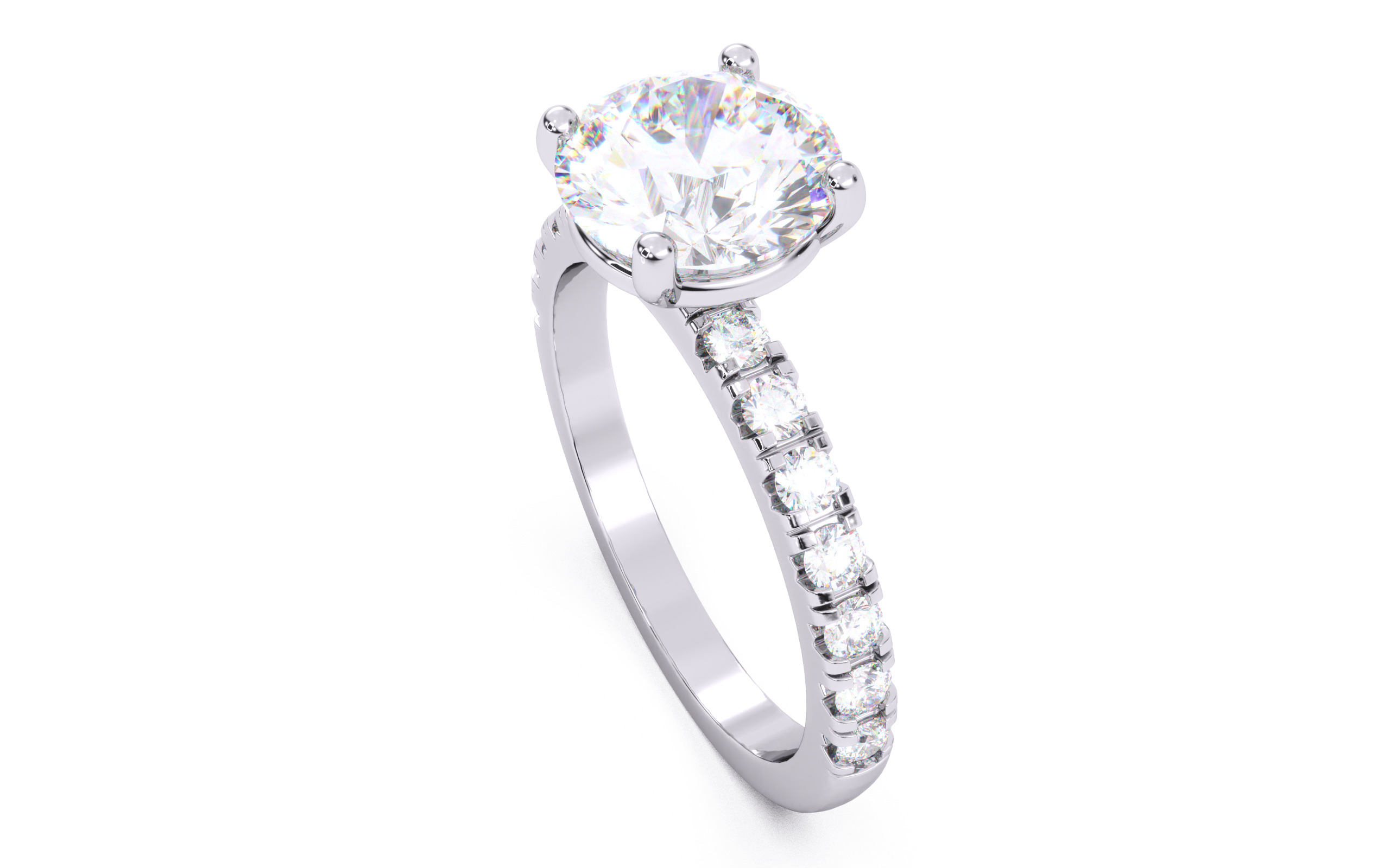 Round Diamond Pave Setting Solitaire Ring  3D print model_23