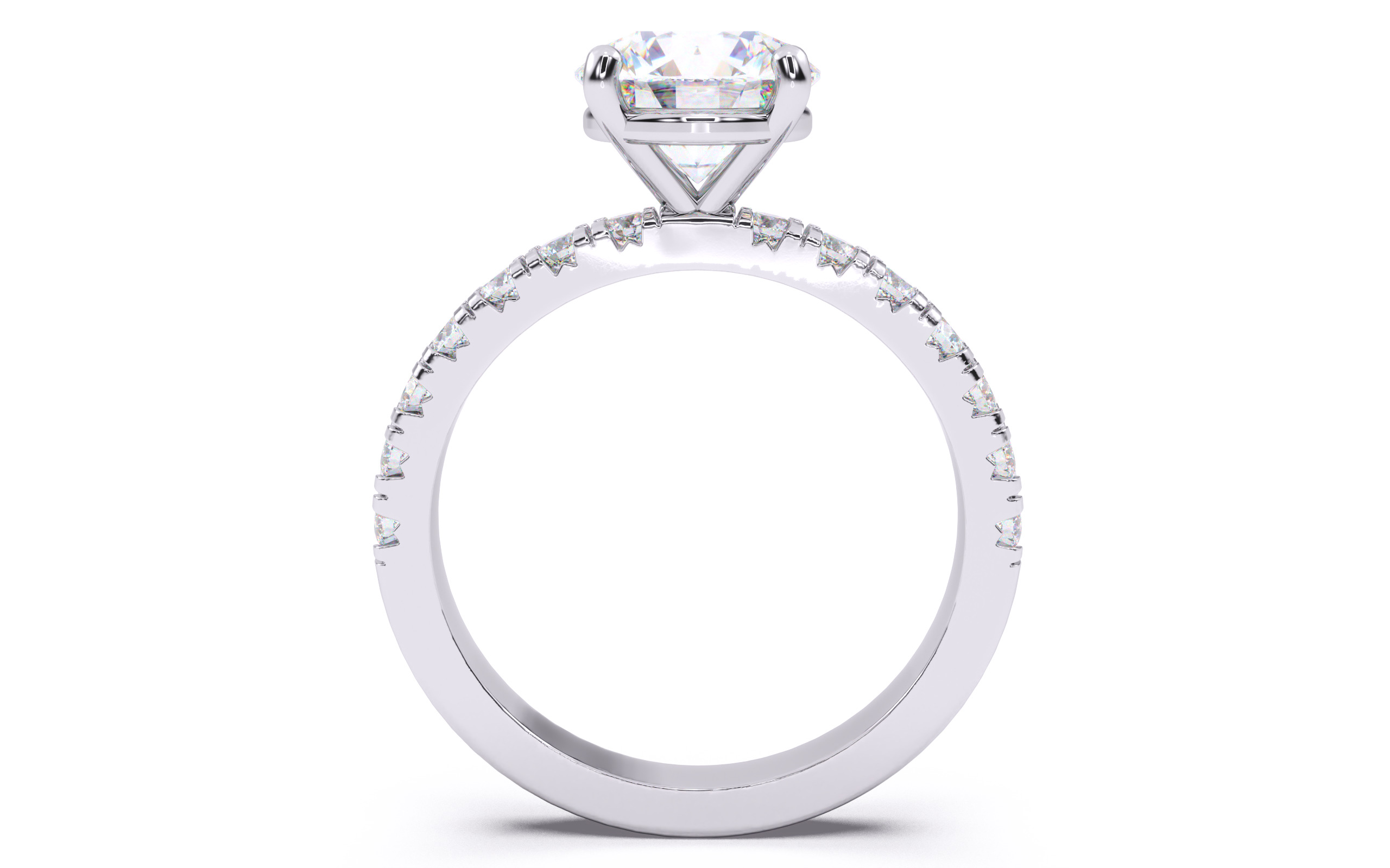 Round Diamond Pave Setting Solitaire Ring  3D print model_8