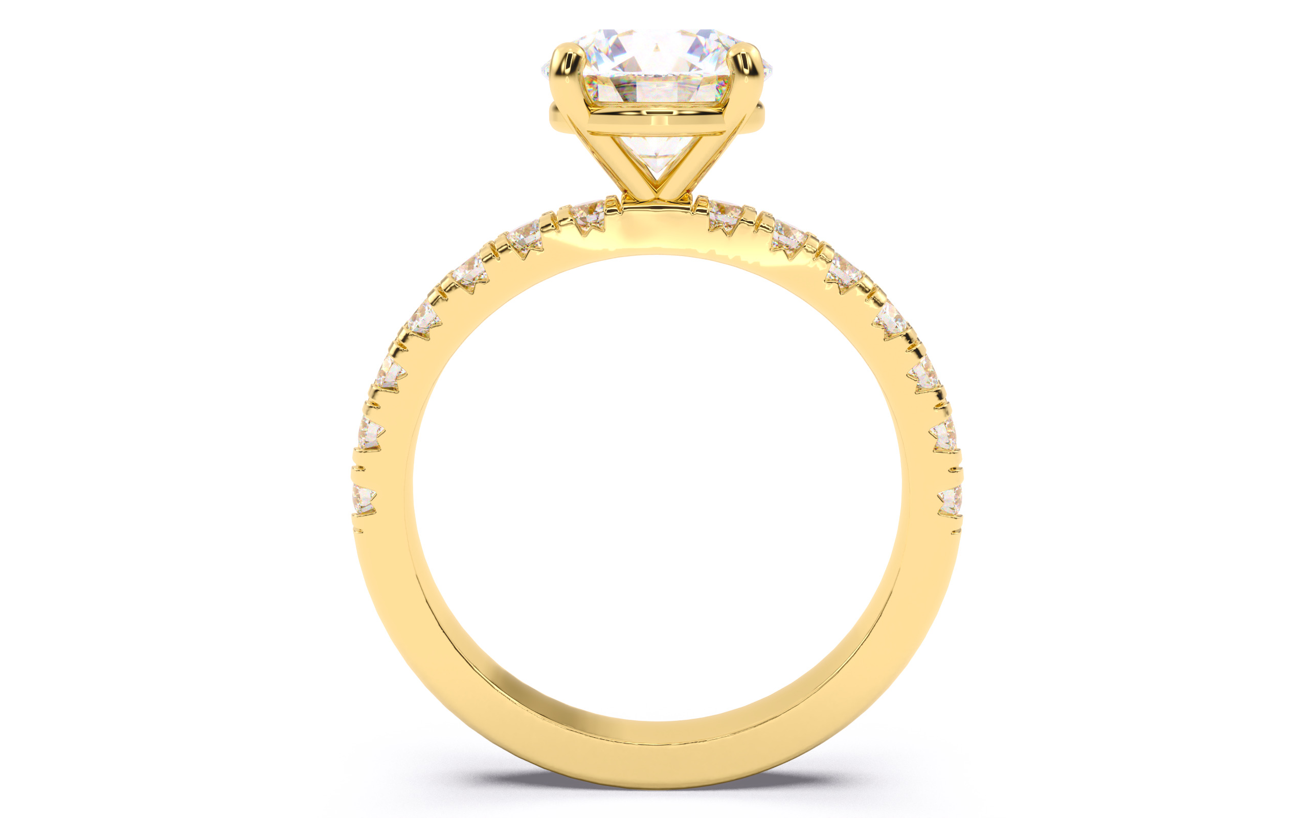 Round Diamond Pave Setting Solitaire Ring  3D print model_10