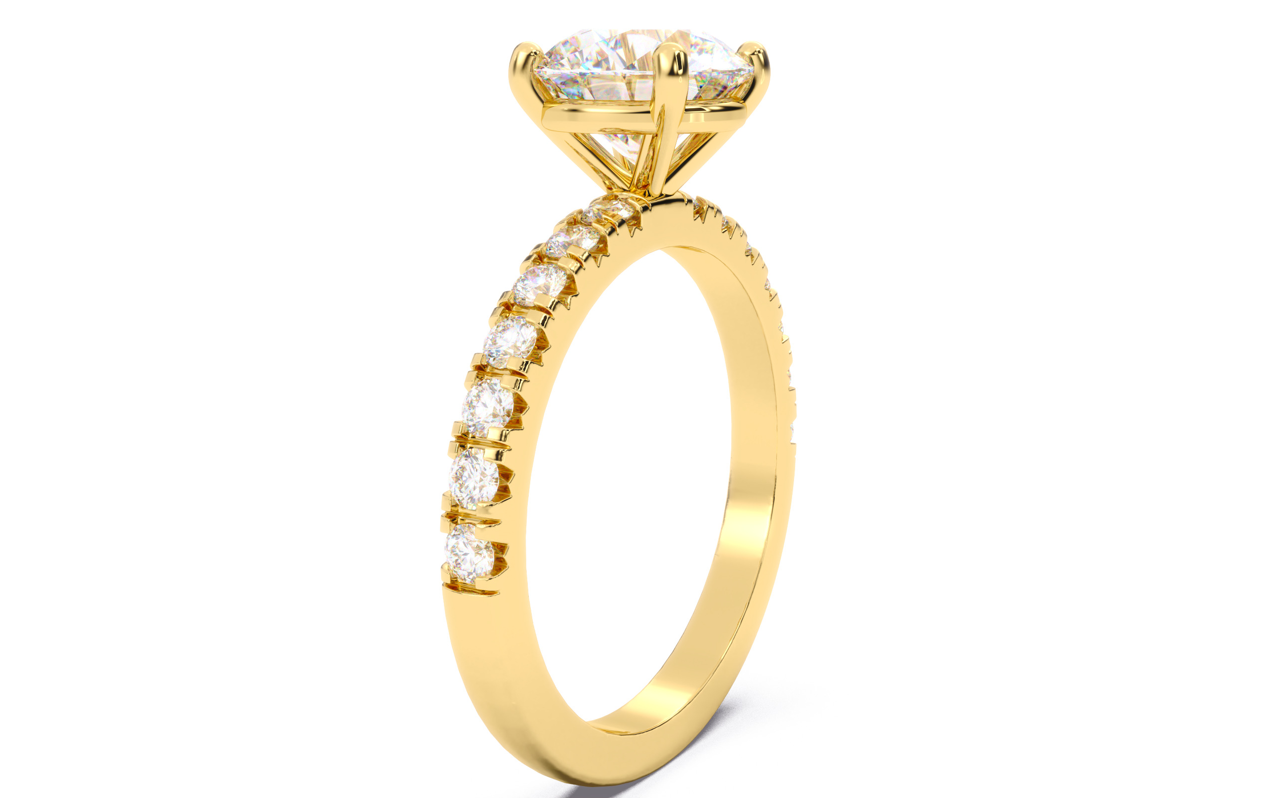 Round Diamond Pave Setting Solitaire Ring  3D print model_19