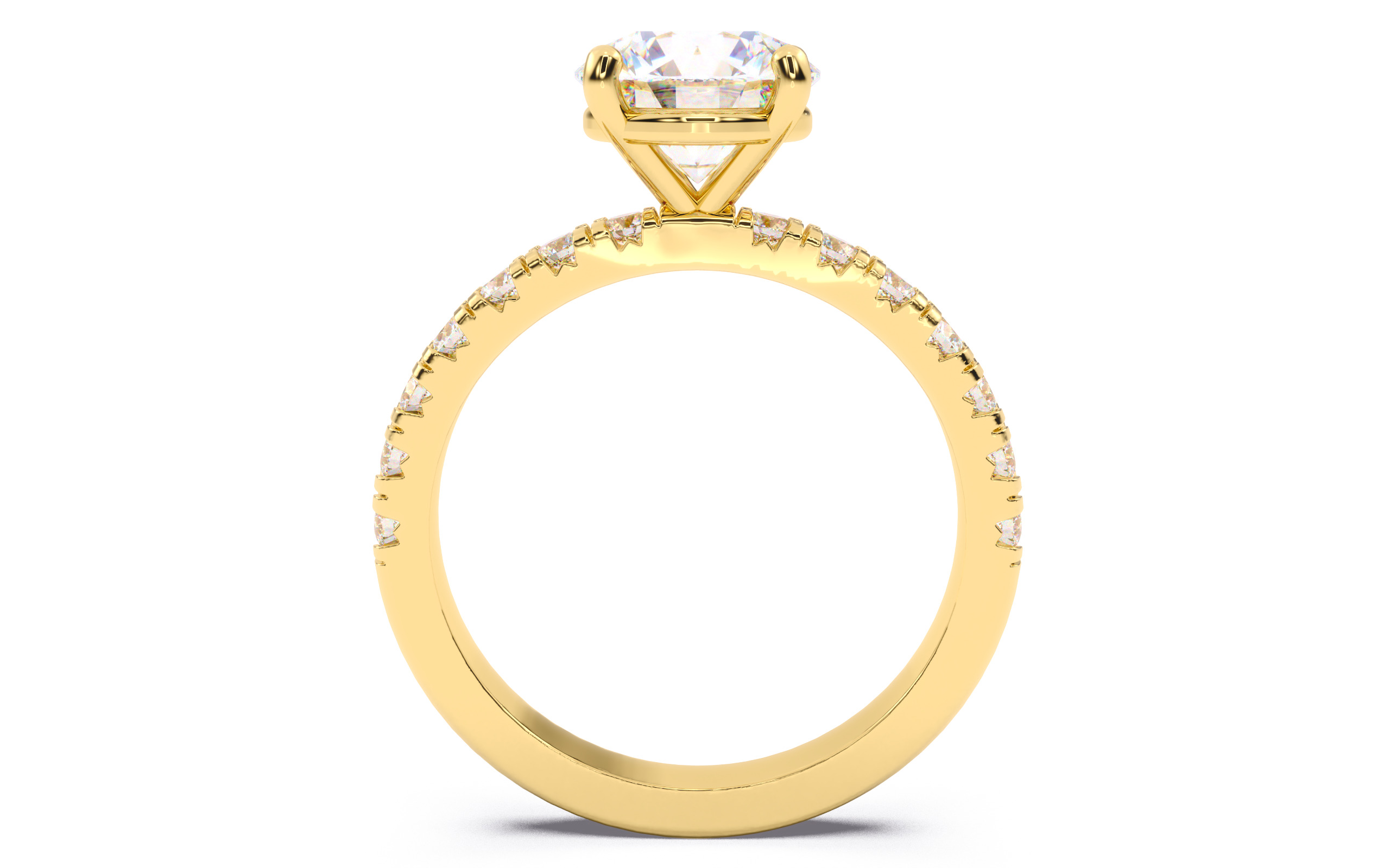 Round Diamond Pave Setting Solitaire Ring  3D print model_9