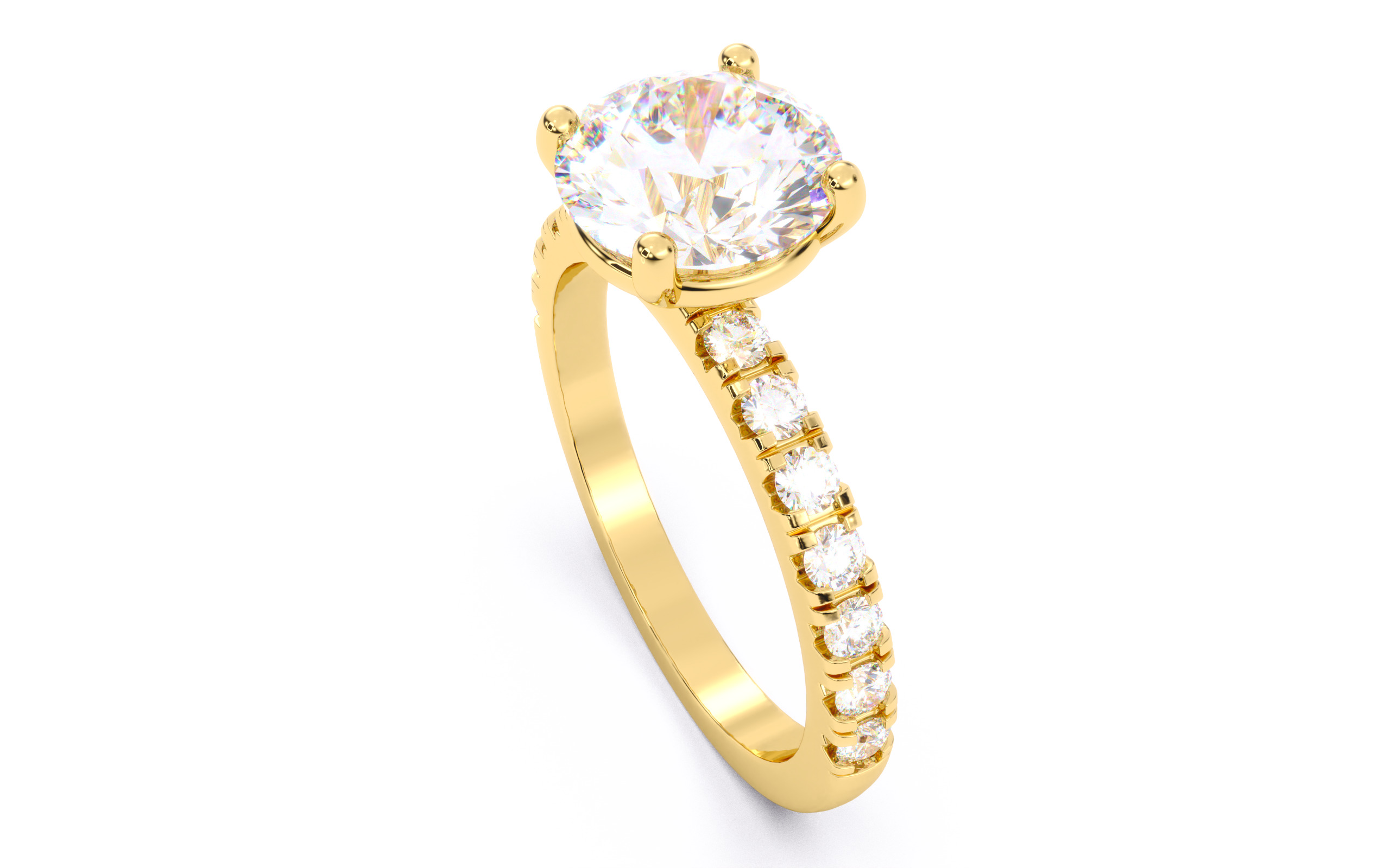 Round Diamond Pave Setting Solitaire Ring  3D print model_22