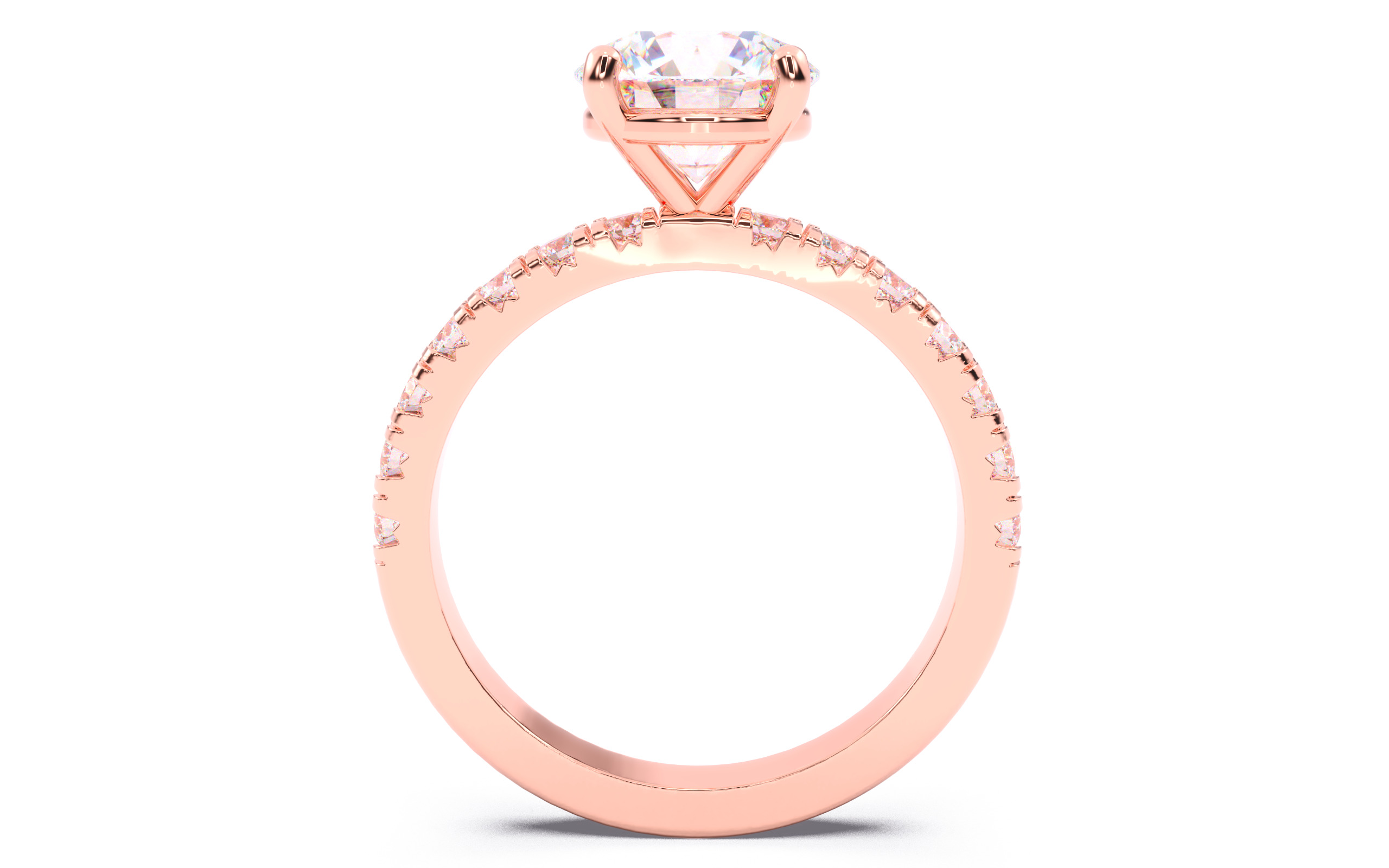 Round Diamond Pave Setting Solitaire Ring  3D print model_5