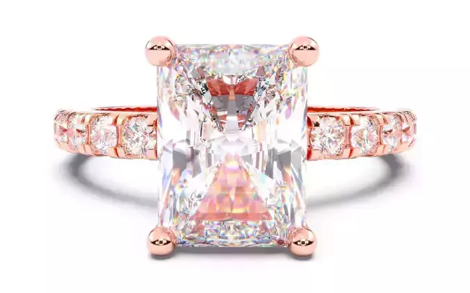 Radiant Diamond Pave Setting Solitaire Ring  3D print model