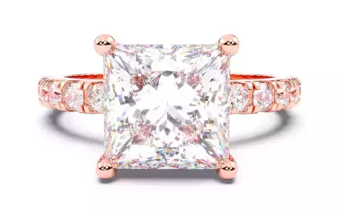 Princess Diamond Pave Setting Solitaire Ring  3D print model