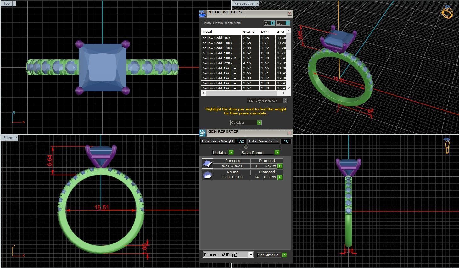 Princess Diamond Pave Setting Solitaire Ring  3D print model_1