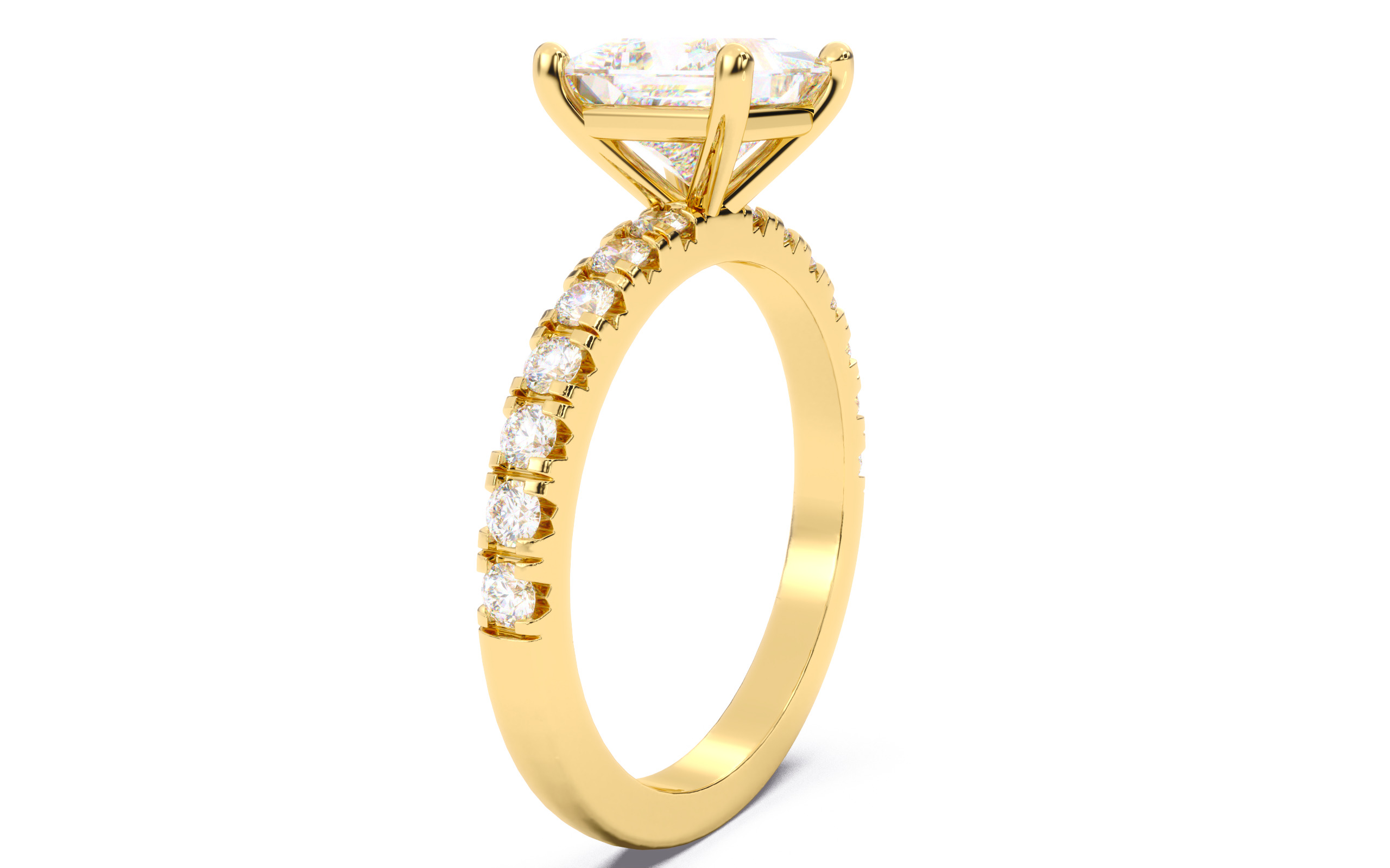 Princess Diamond Pave Setting Solitaire Ring  3D print model_19