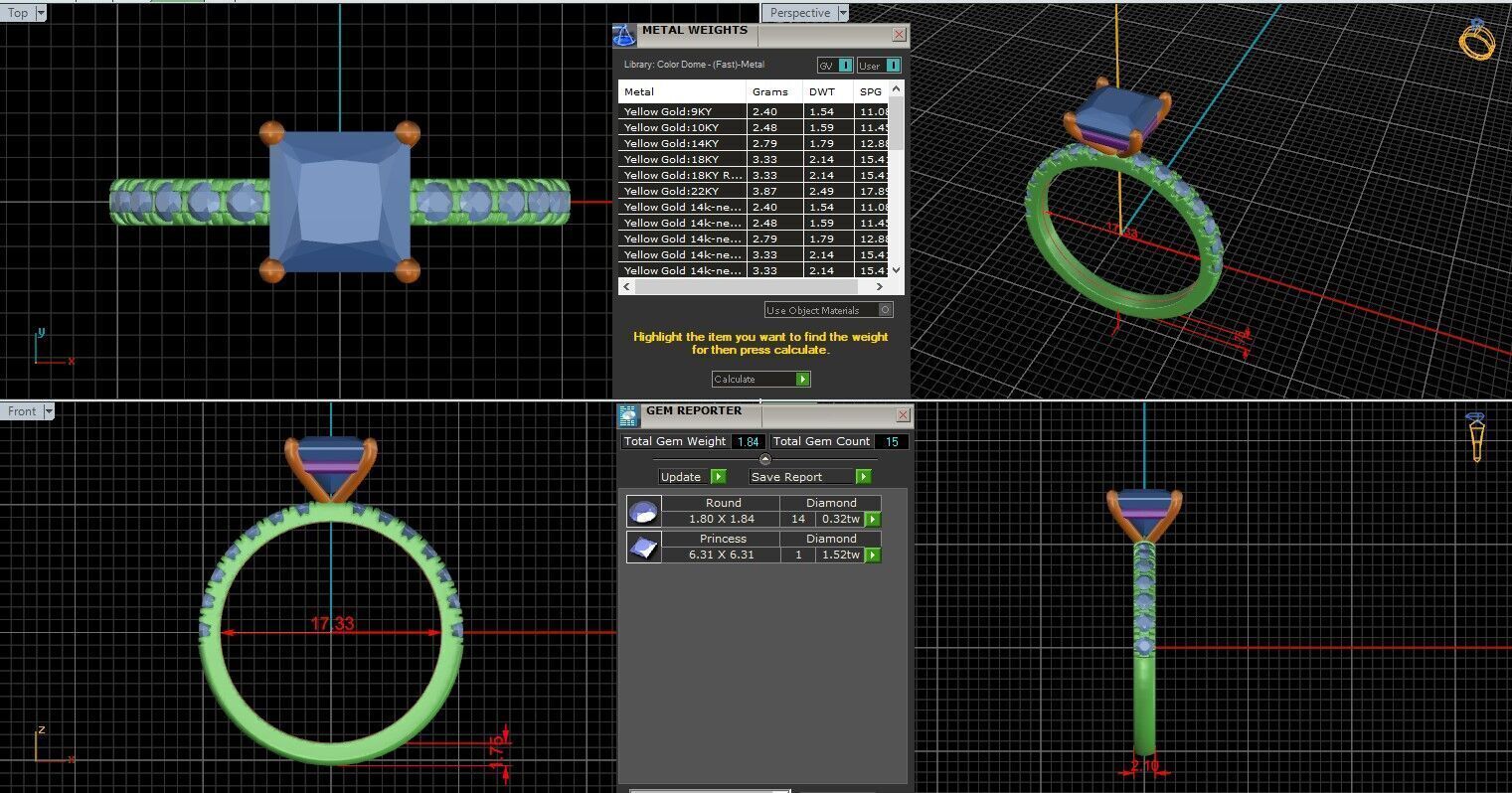 Princess Diamond Pave Setting Solitaire Ring  3D print model_25