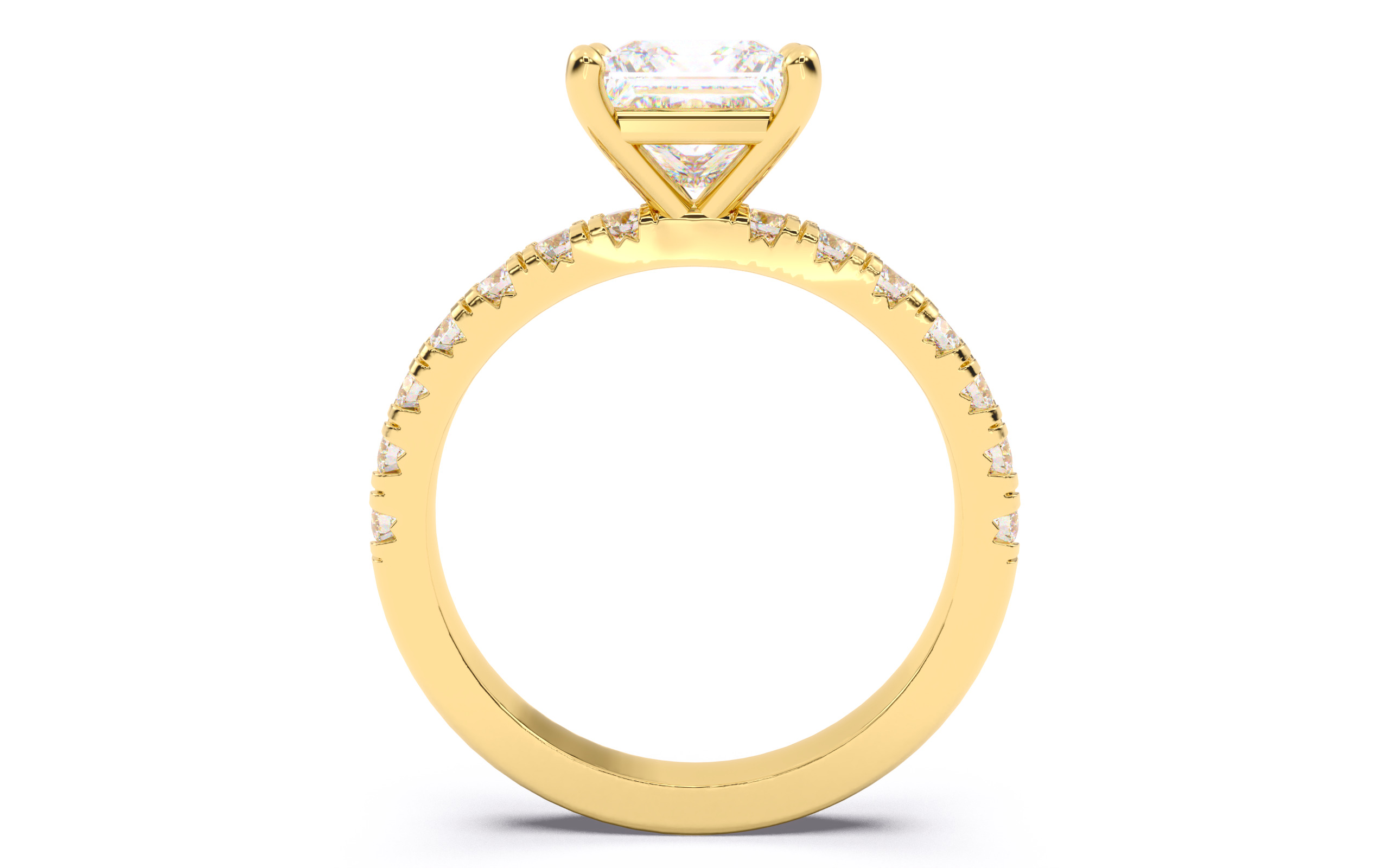 Princess Diamond Pave Setting Solitaire Ring  3D print model_10