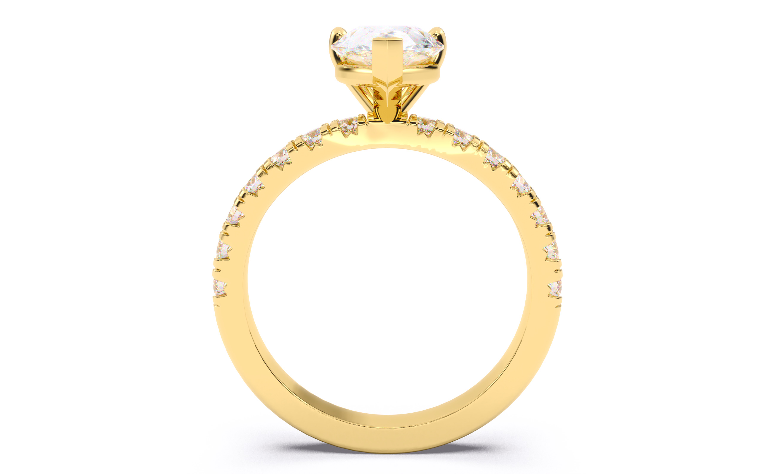 Pear Diamond Pave Setting Solitaire Ring  3D print model_10