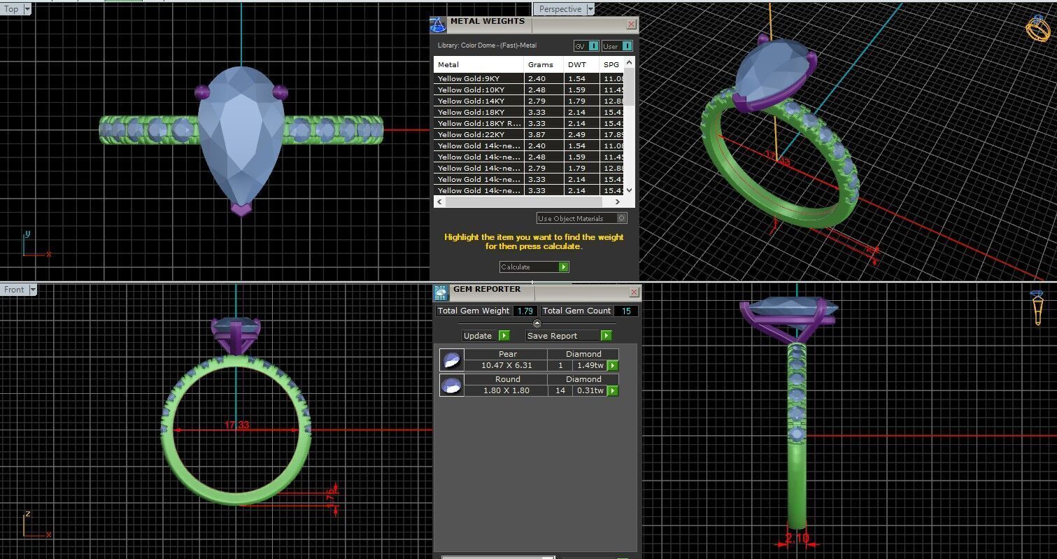 Pear Diamond Pave Setting Solitaire Ring  3D print model_25