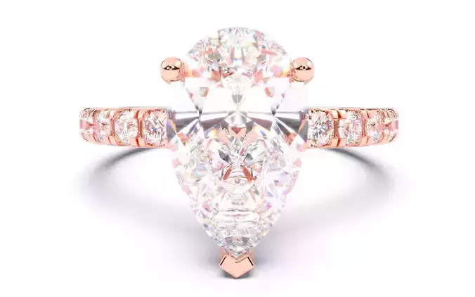 Pear Diamond Pave Setting Solitaire Ring  3D print model