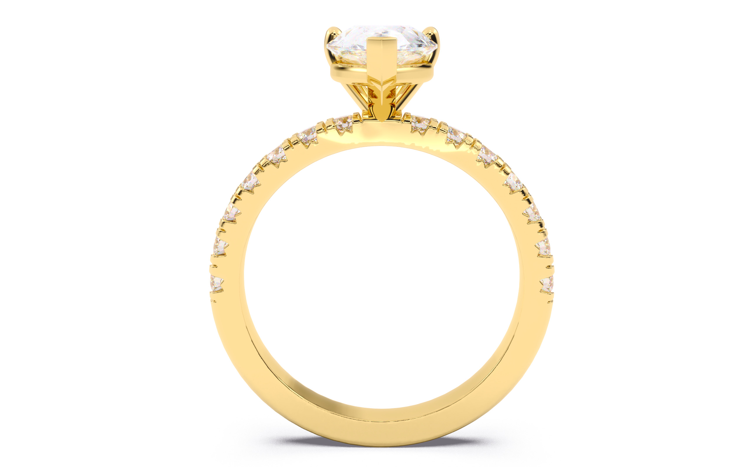 Pear Diamond Pave Setting Solitaire Ring  3D print model_9