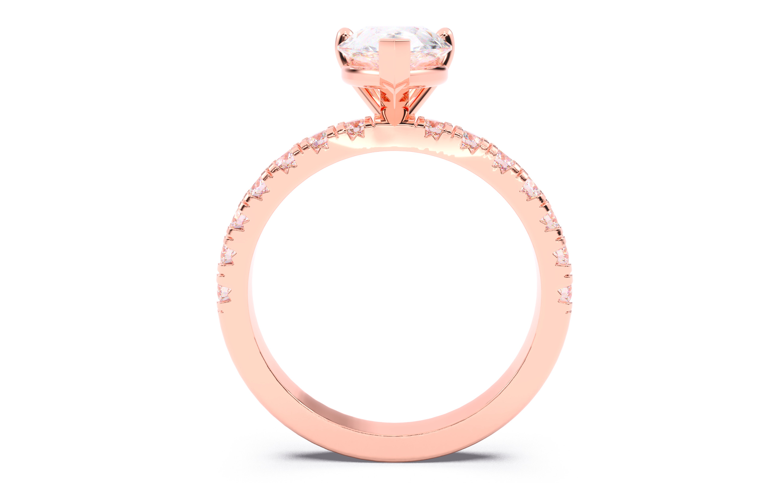 Pear Diamond Pave Setting Solitaire Ring  3D print model_5