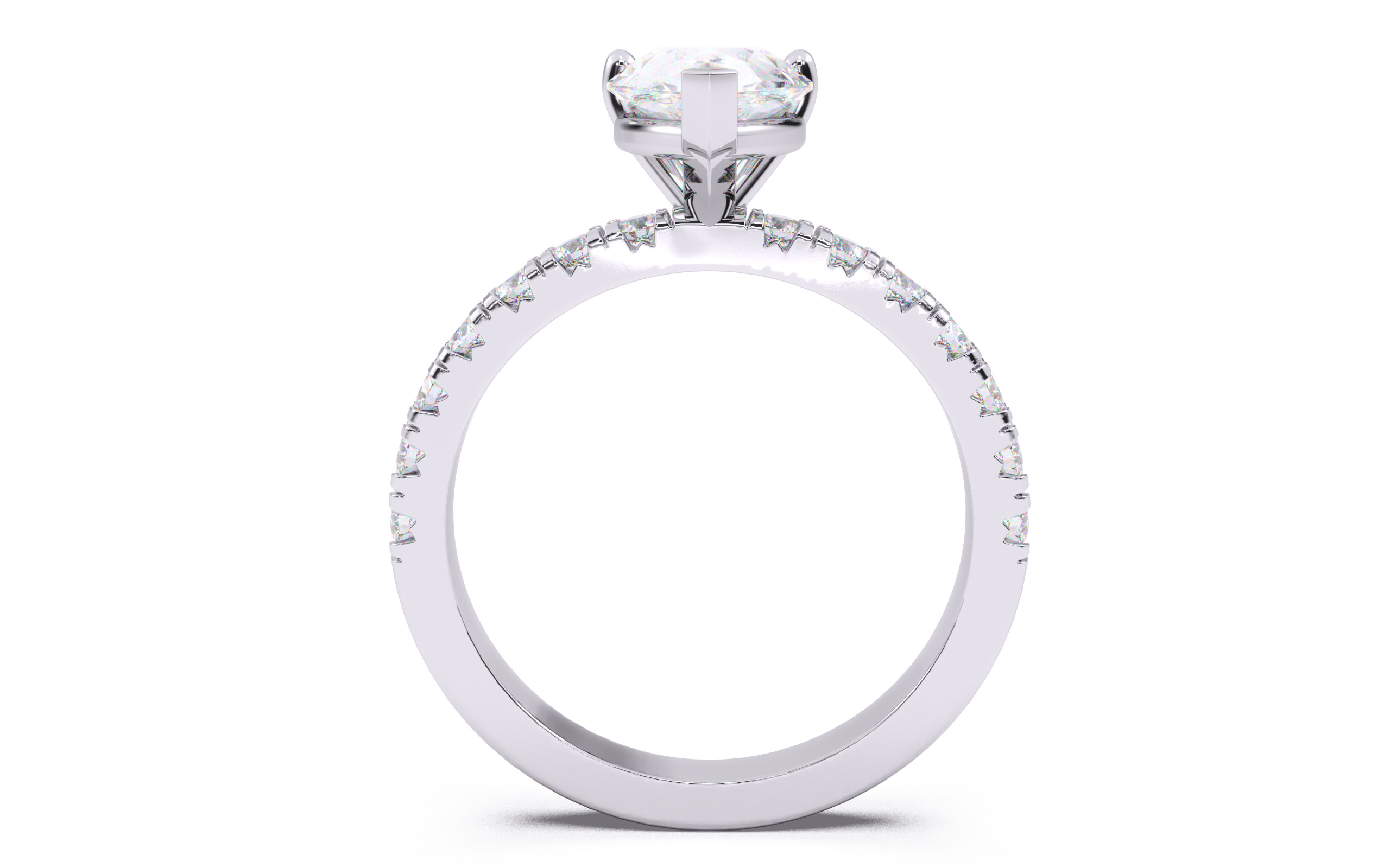 Pear Diamond Pave Setting Solitaire Ring  3D print model_7