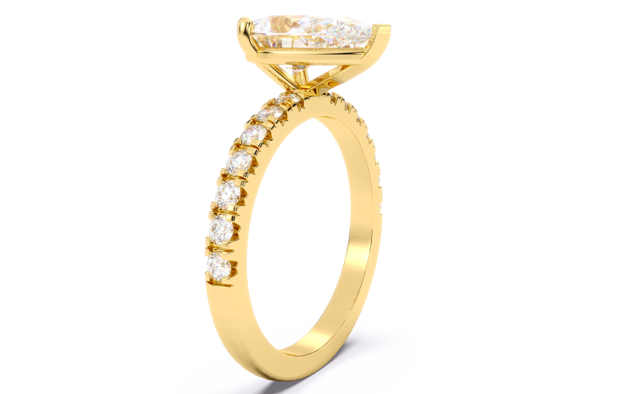 Pear Diamond Pave Setting Solitaire Ring  3D print model_20