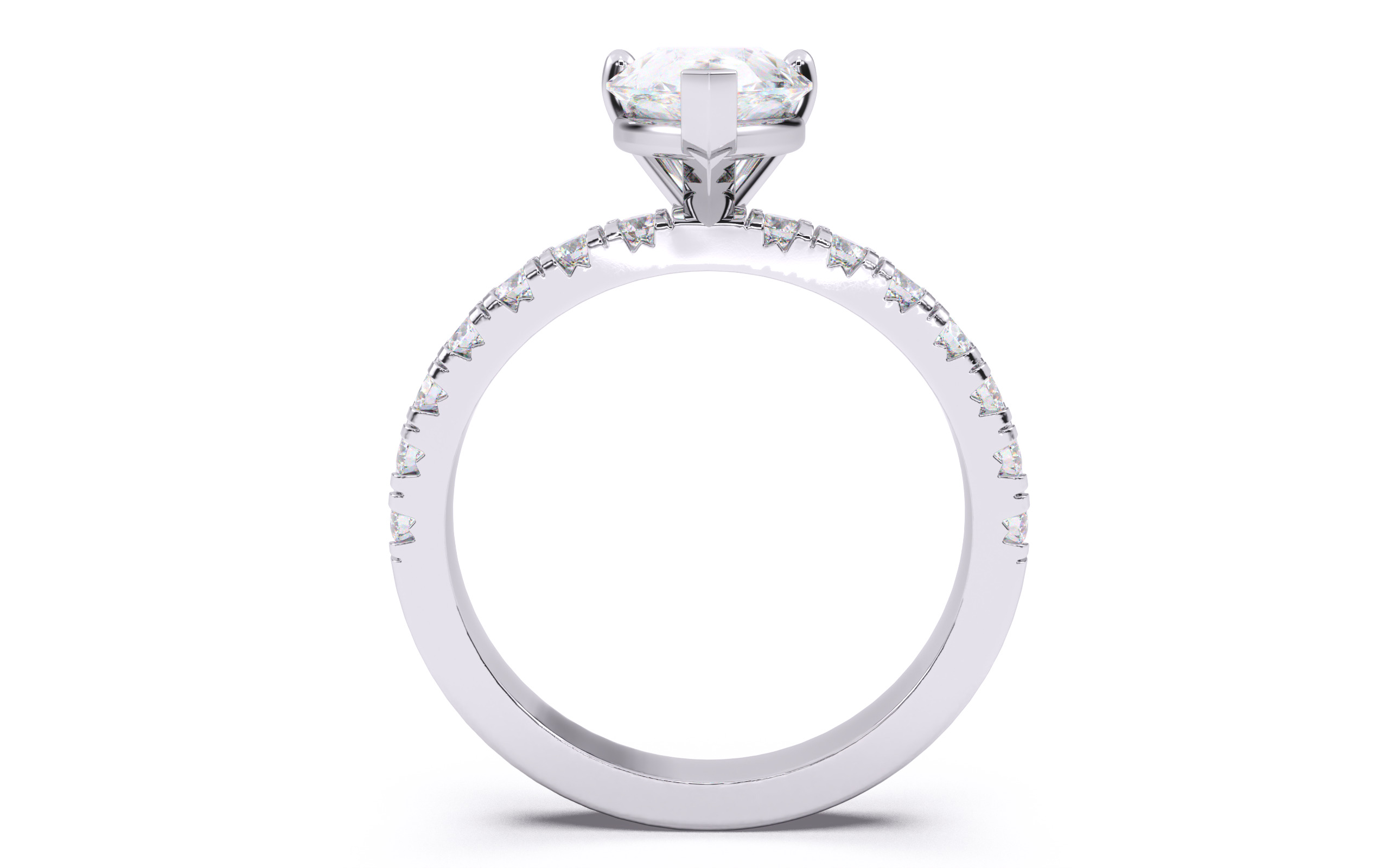 Pear Diamond Pave Setting Solitaire Ring  3D print model_8