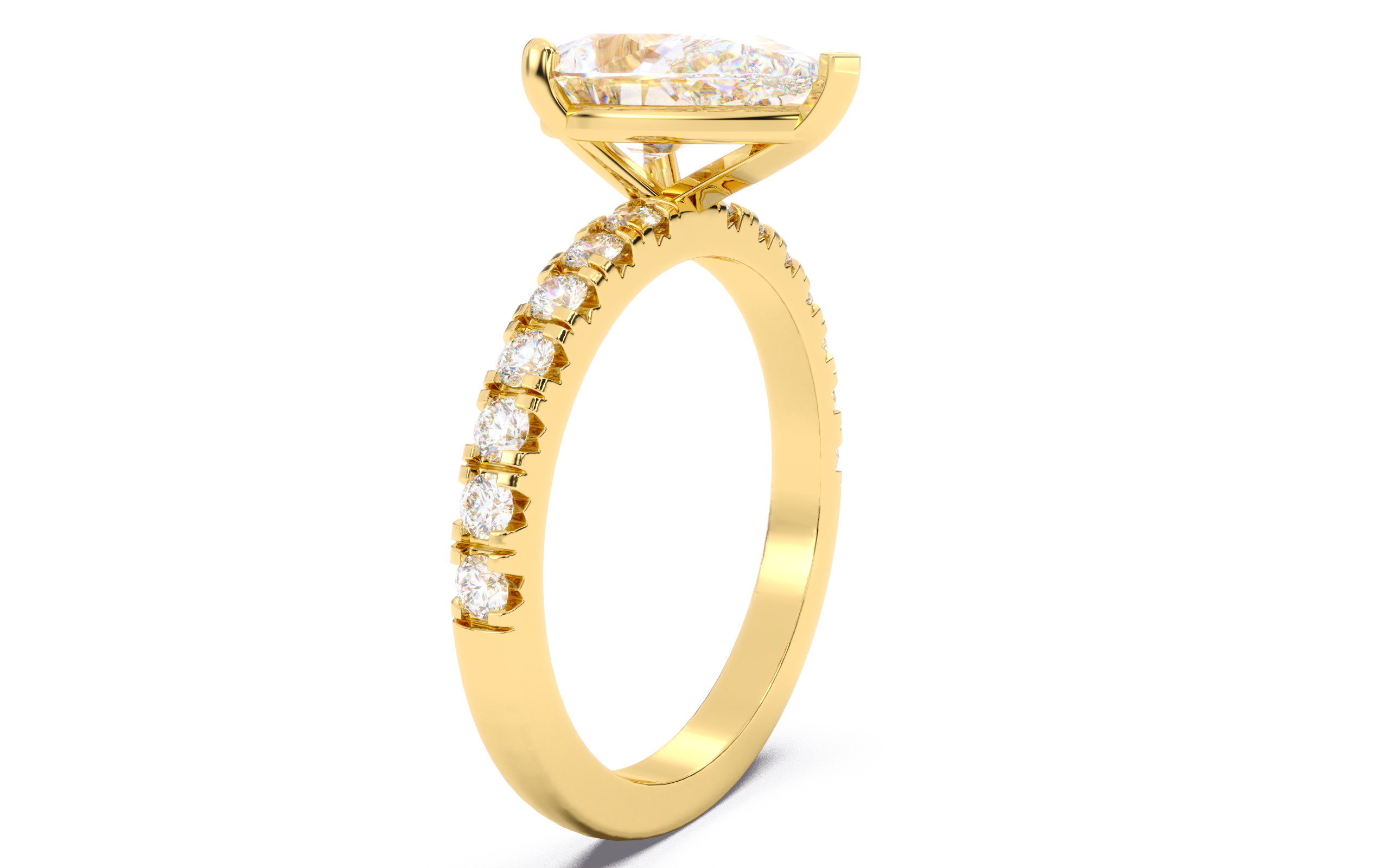 Pear Diamond Pave Setting Solitaire Ring  3D print model_19