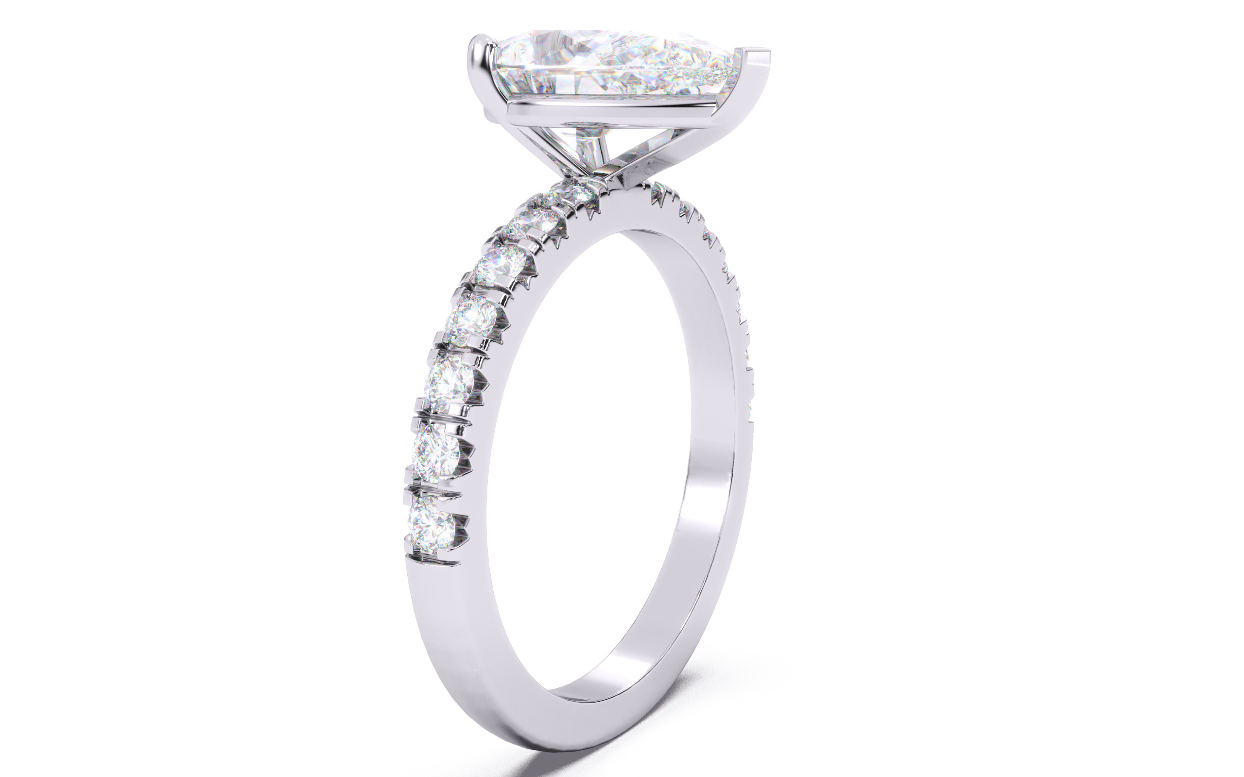 Pear Diamond Pave Setting Solitaire Ring  3D print model_13