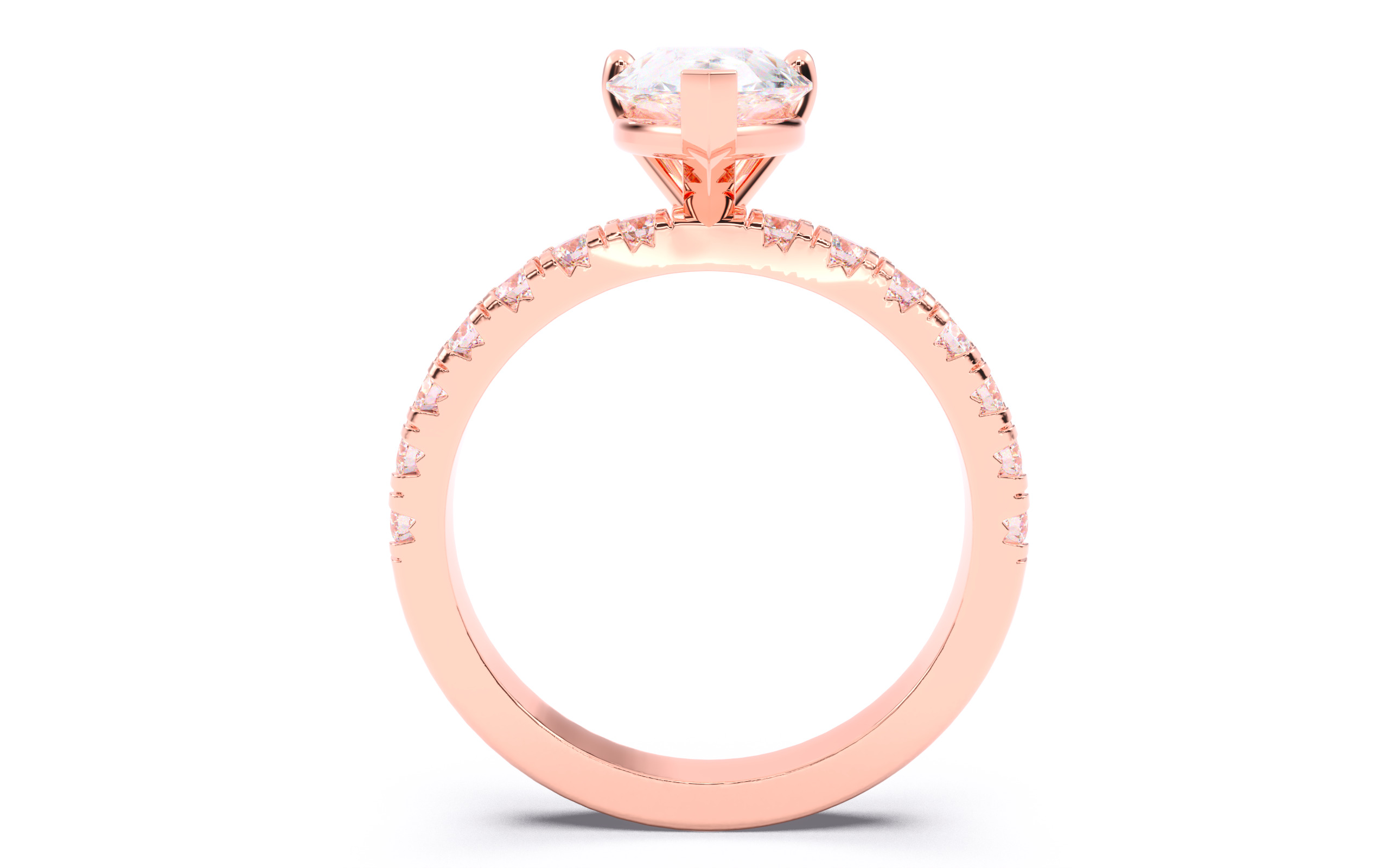 Pear Diamond Pave Setting Solitaire Ring  3D print model_6