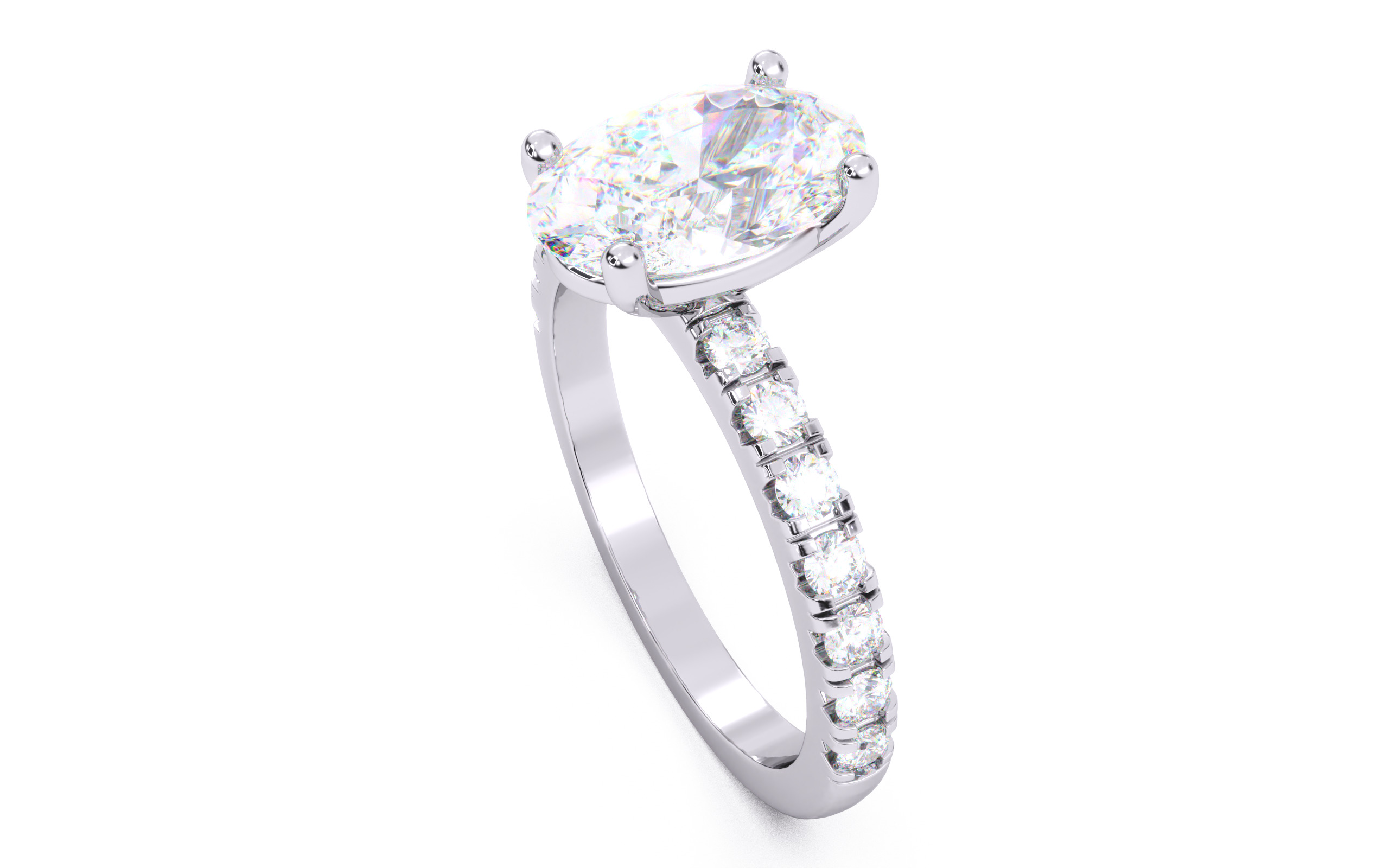 Oval Diamond Pave Setting Solitaire Ring  3D print model_23
