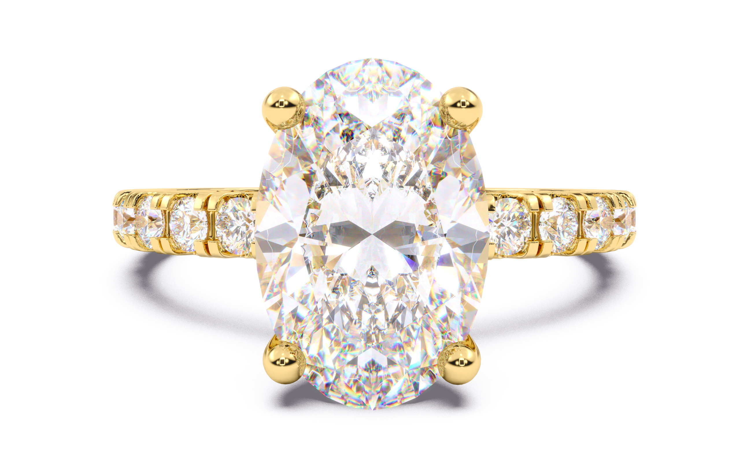 Oval Diamond Pave Setting Solitaire Ring  3D print model_11