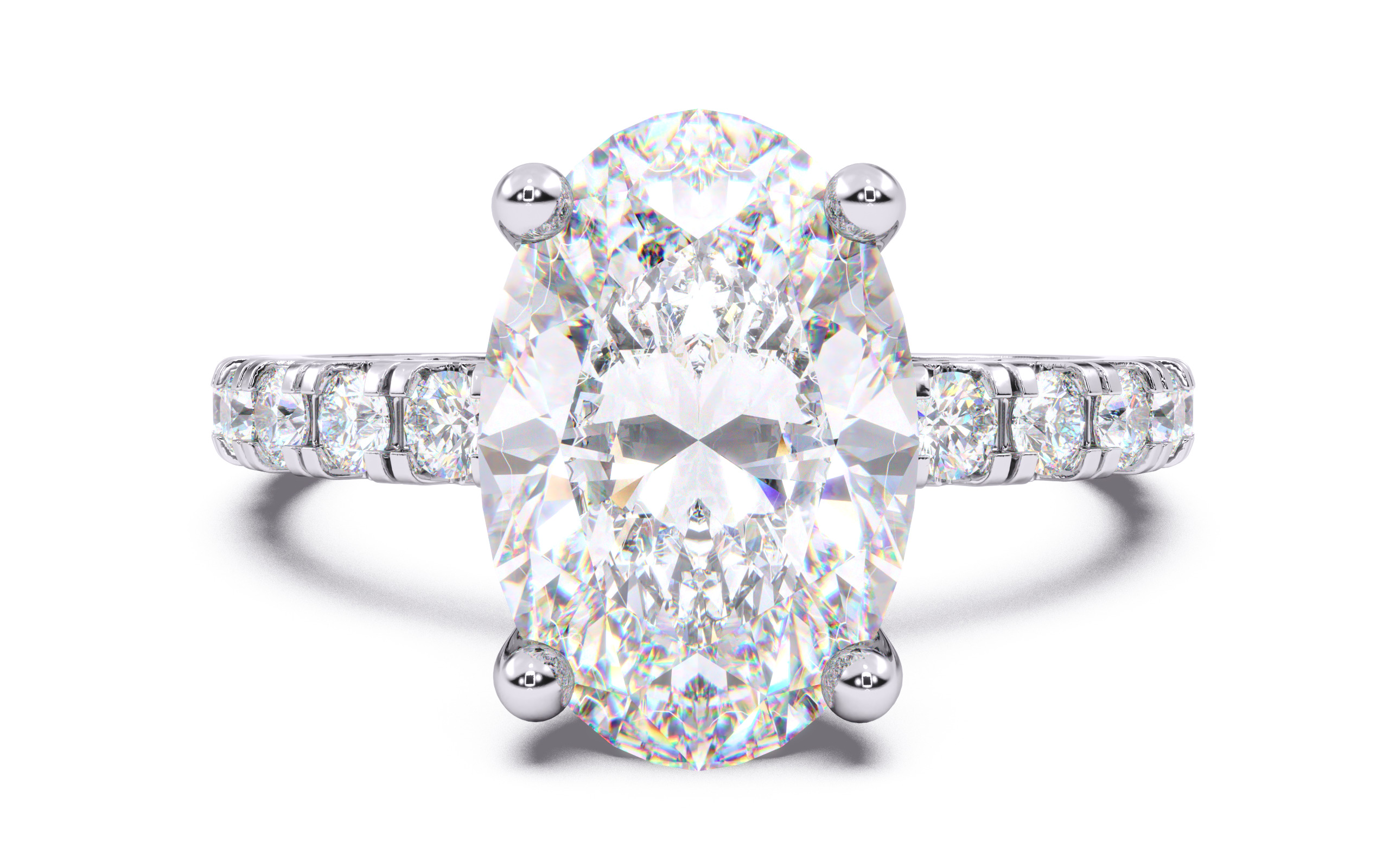 Oval Diamond Pave Setting Solitaire Ring  3D print model_14