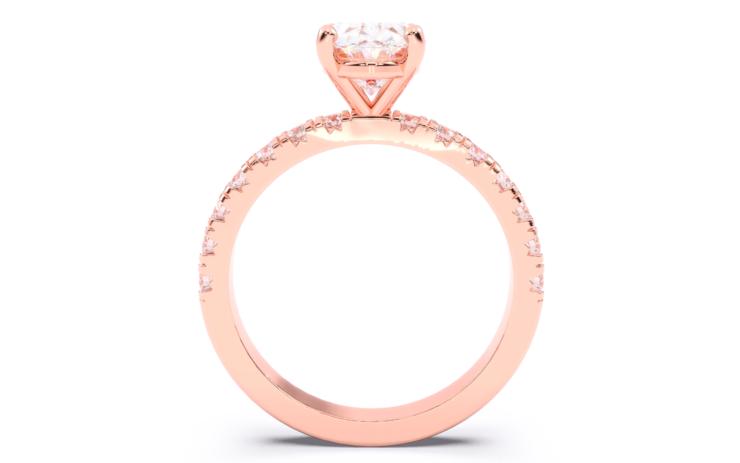 Oval Diamond Pave Setting Solitaire Ring  3D print model_6