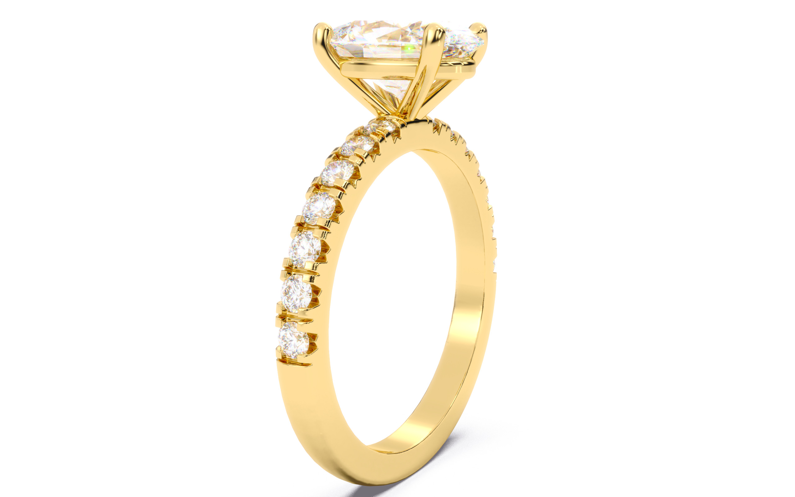 Oval Diamond Pave Setting Solitaire Ring  3D print model_19