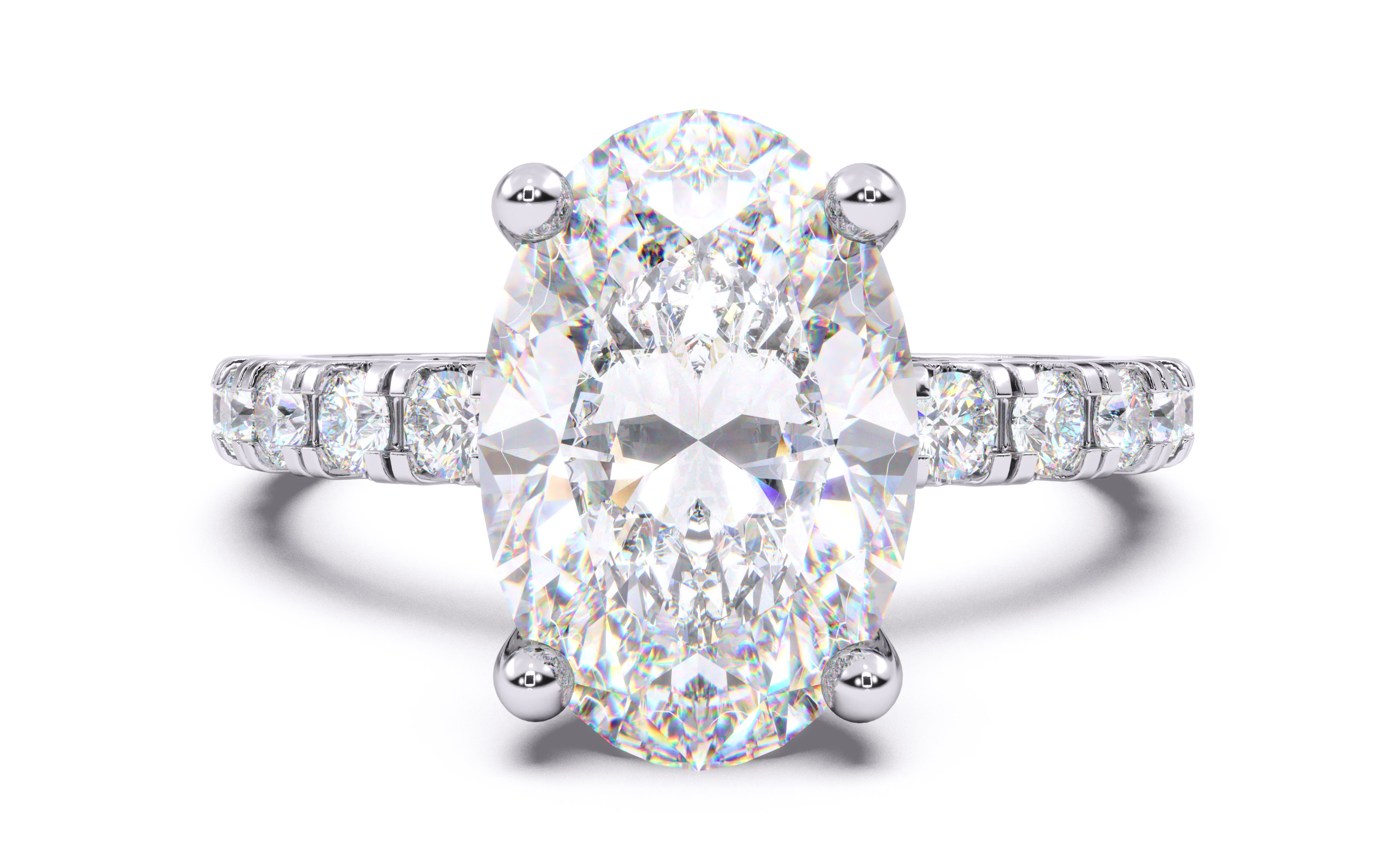Oval Diamond Pave Setting Solitaire Ring  3D print model_15