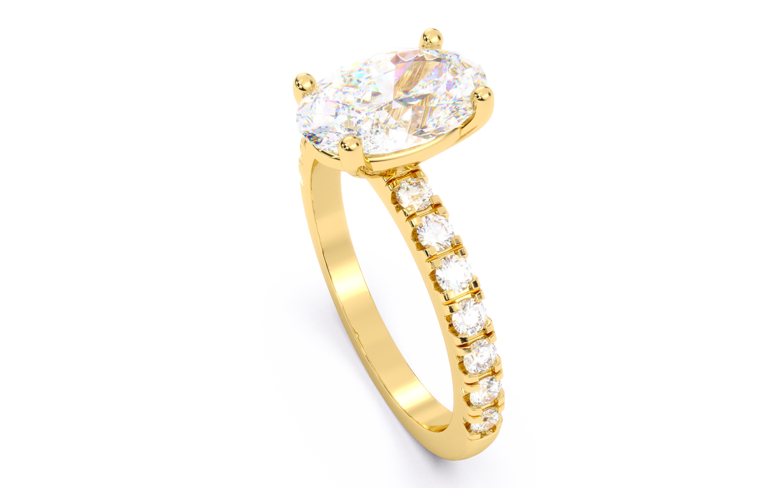 Oval Diamond Pave Setting Solitaire Ring  3D print model_22