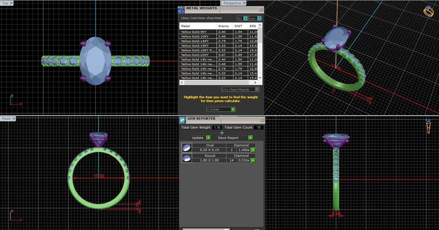 Oval Diamond Pave Setting Solitaire Ring  3D print model_25