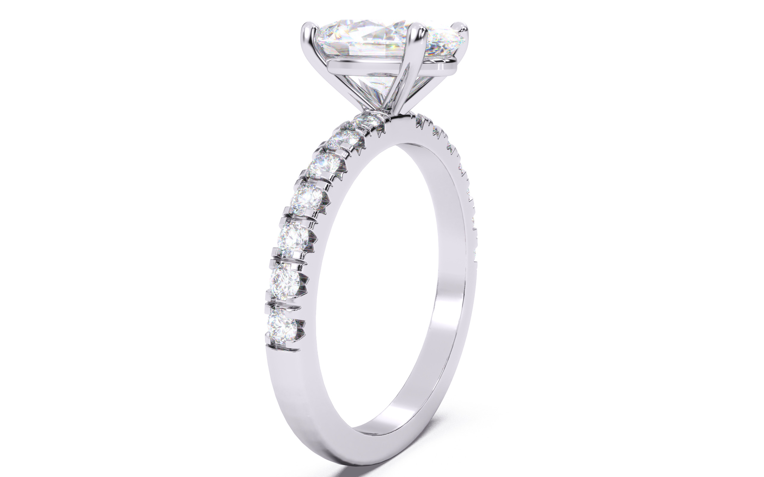 Oval Diamond Pave Setting Solitaire Ring  3D print model_13