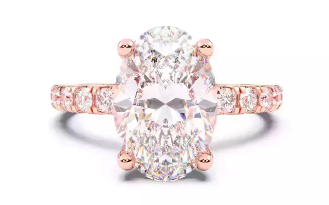 Oval Diamond Pave Setting Solitaire Ring  3D print model