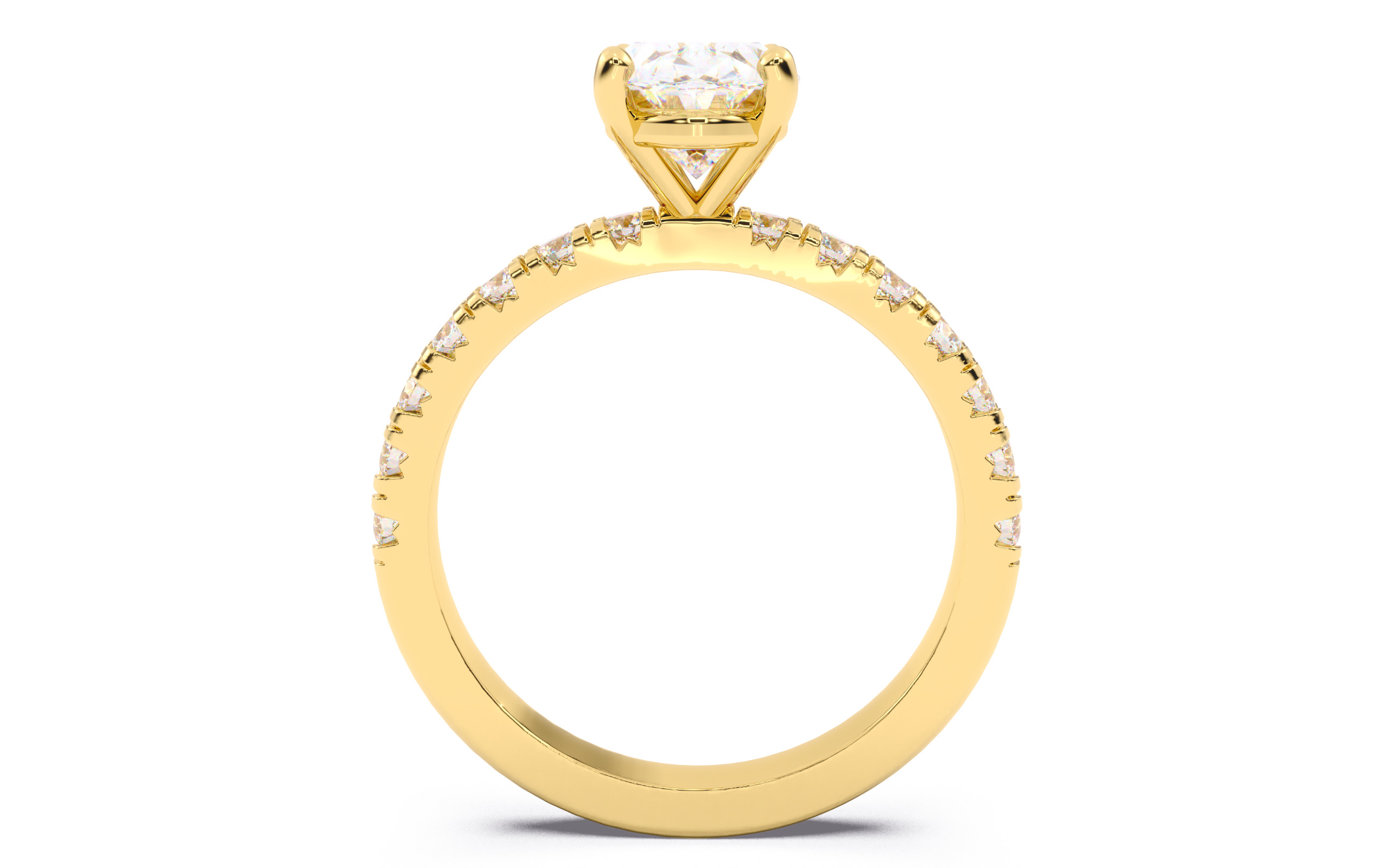 Oval Diamond Pave Setting Solitaire Ring  3D print model_9