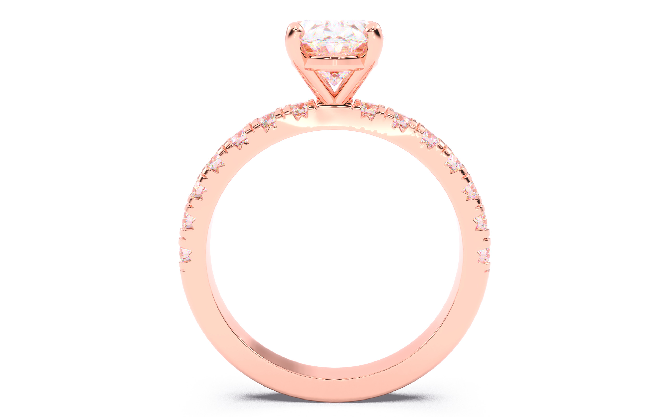 Oval Diamond Pave Setting Solitaire Ring  3D print model_5