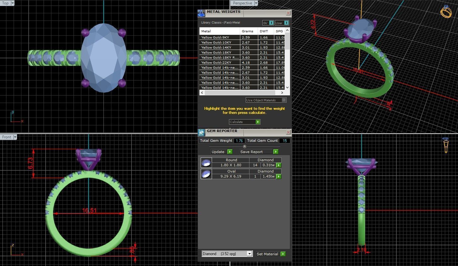 Oval Diamond Pave Setting Solitaire Ring  3D print model_1
