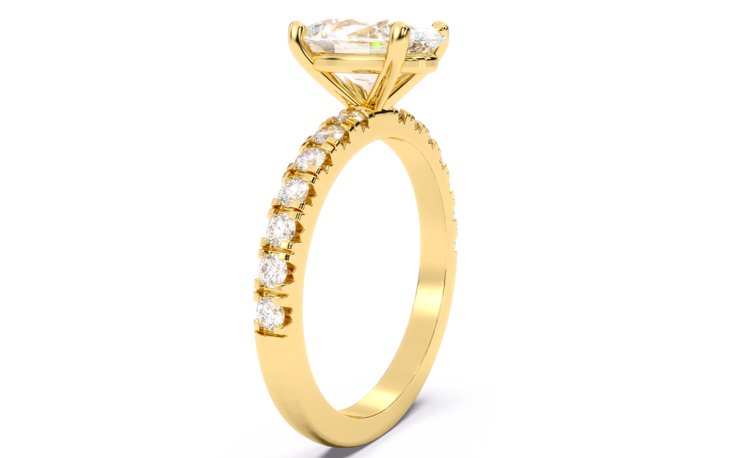 Oval Diamond Pave Setting Solitaire Ring  3D print model_20
