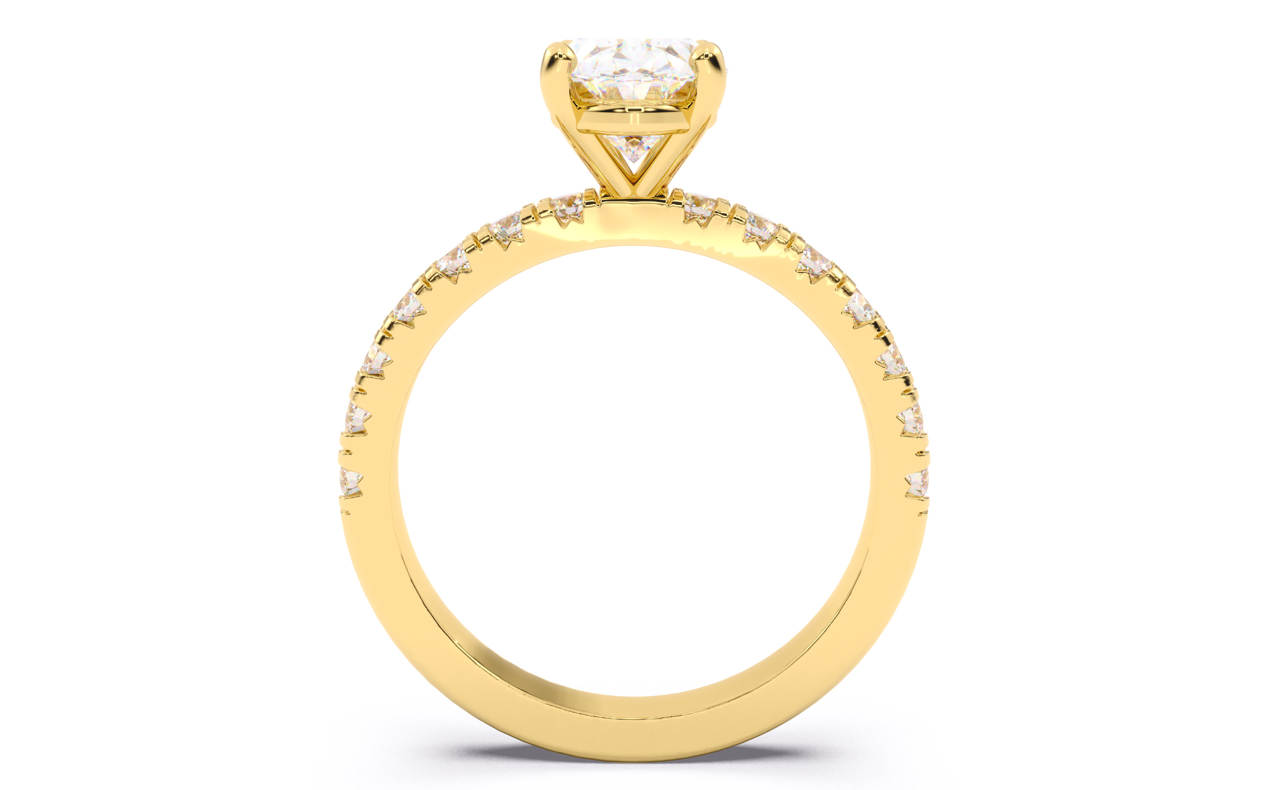 Oval Diamond Pave Setting Solitaire Ring  3D print model_10